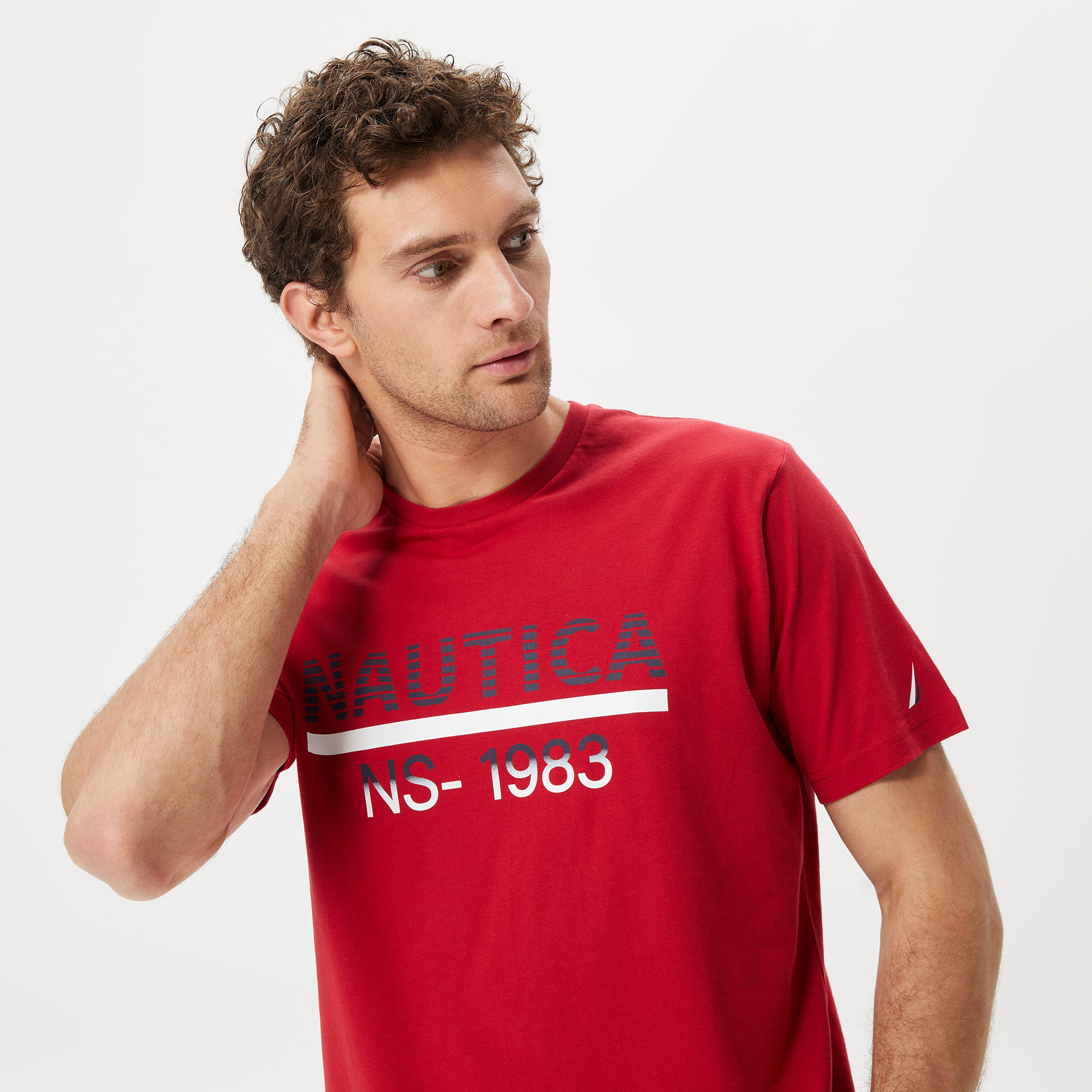 Nautica Erkek Kırmızı Baskılı Standart Fit T-Shirt