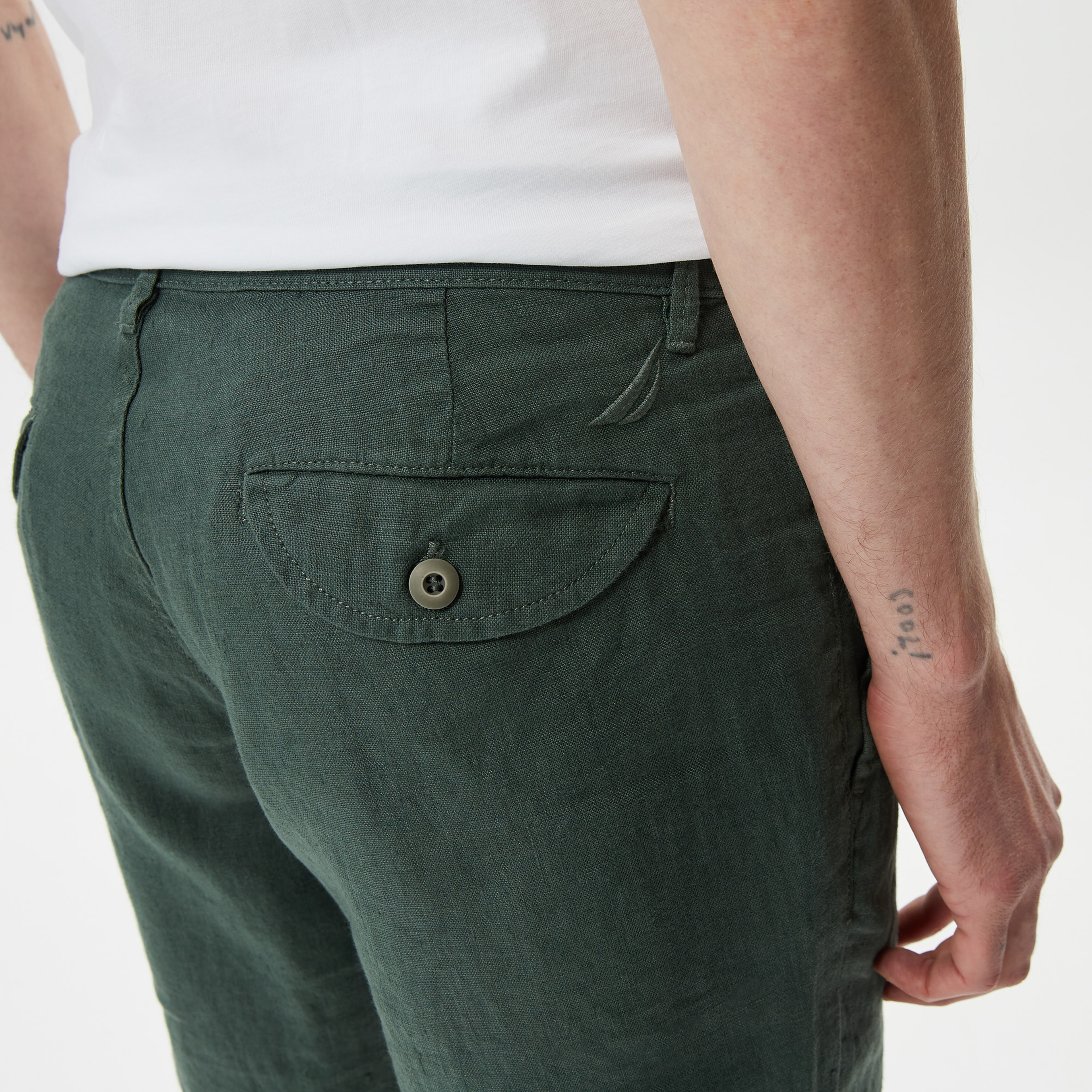 Nautica Erkek Yeşil Keten Bermuda