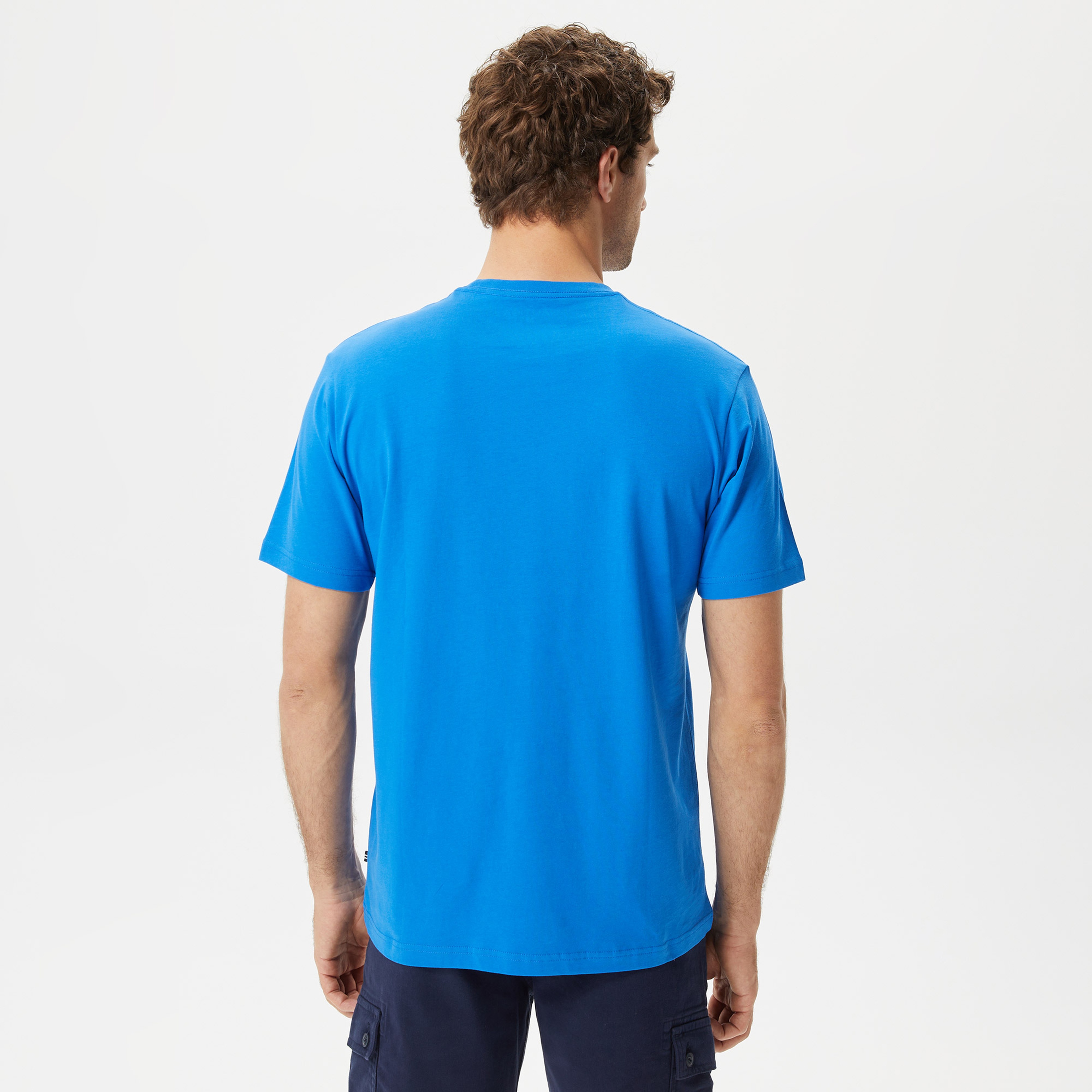 Nautica Erkek Mavi Baskılı Standart Fit T-Shirt
