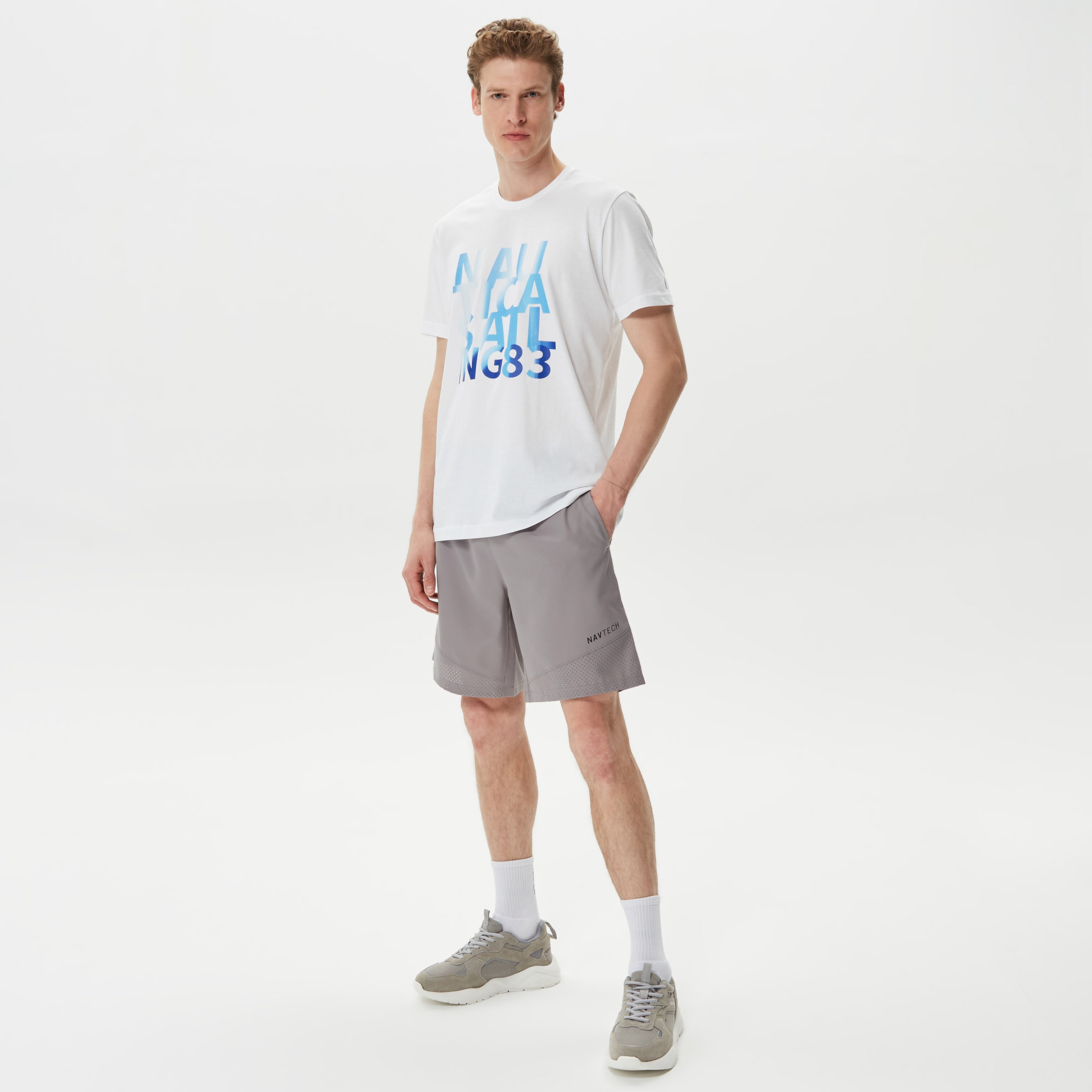 Nautica Erkek Gri Renk Bloklu Şort