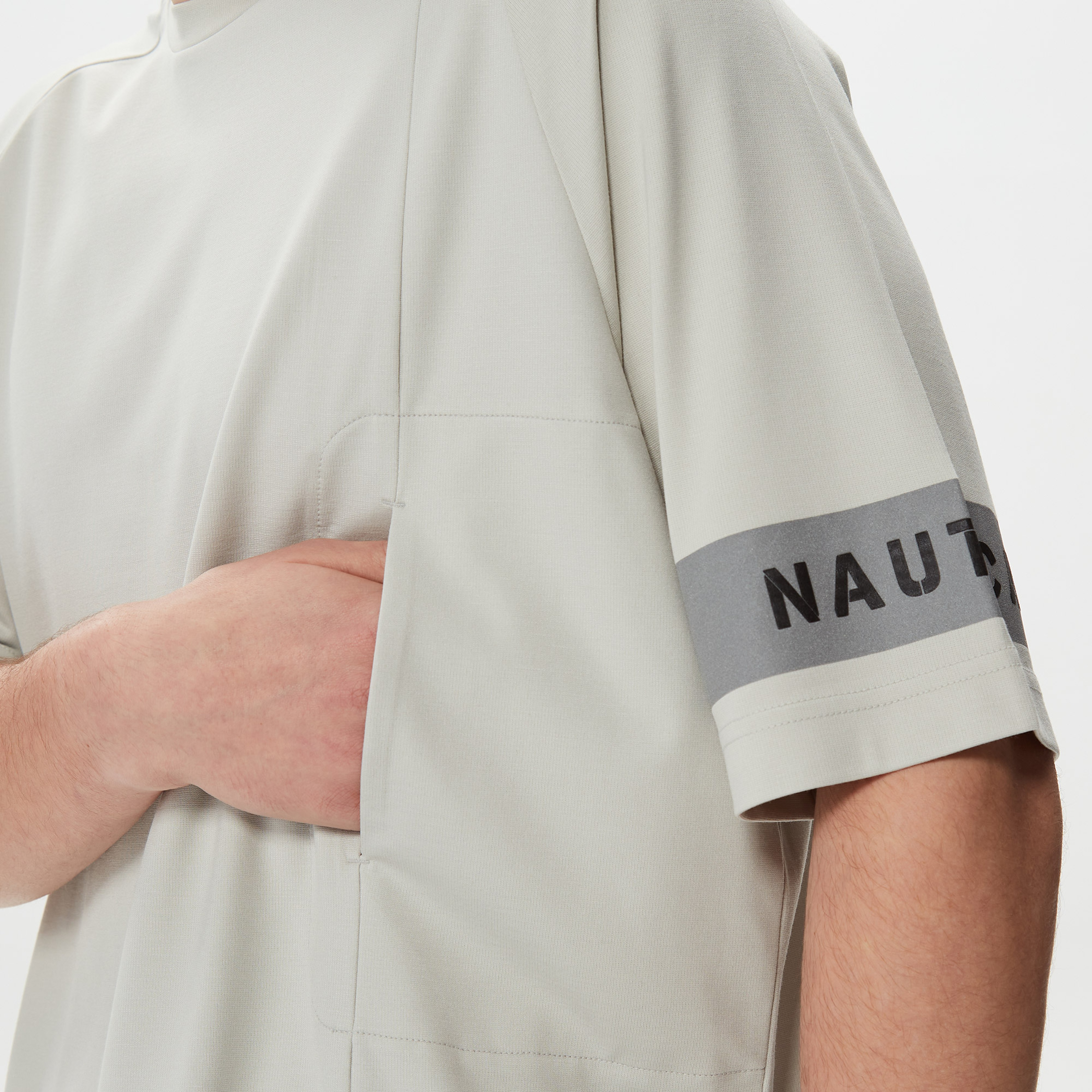 Nautica Erkek Gri Baskılı Oversize T-Shirt