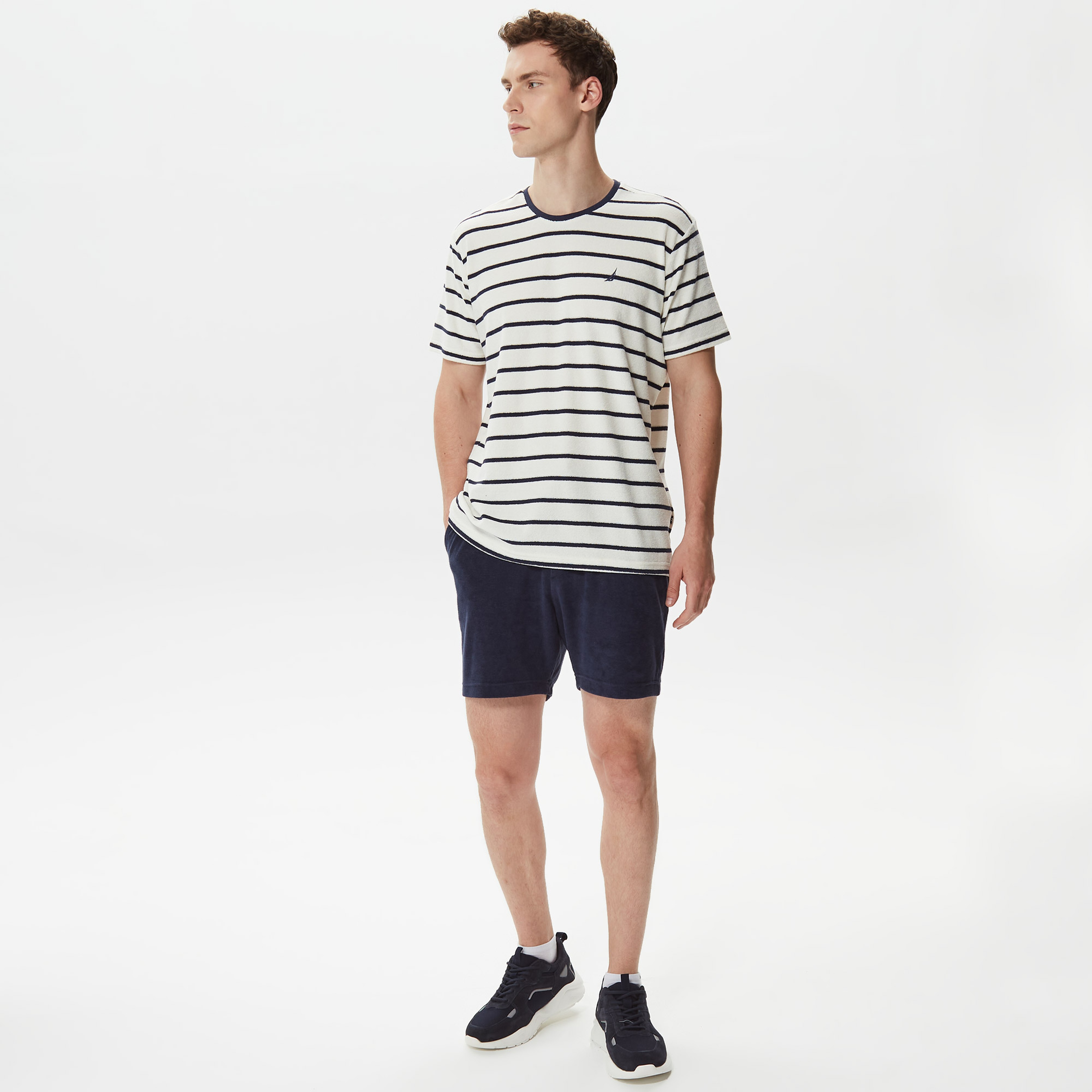 Nautica Erkek Lacivert Çizgili T-Shirt