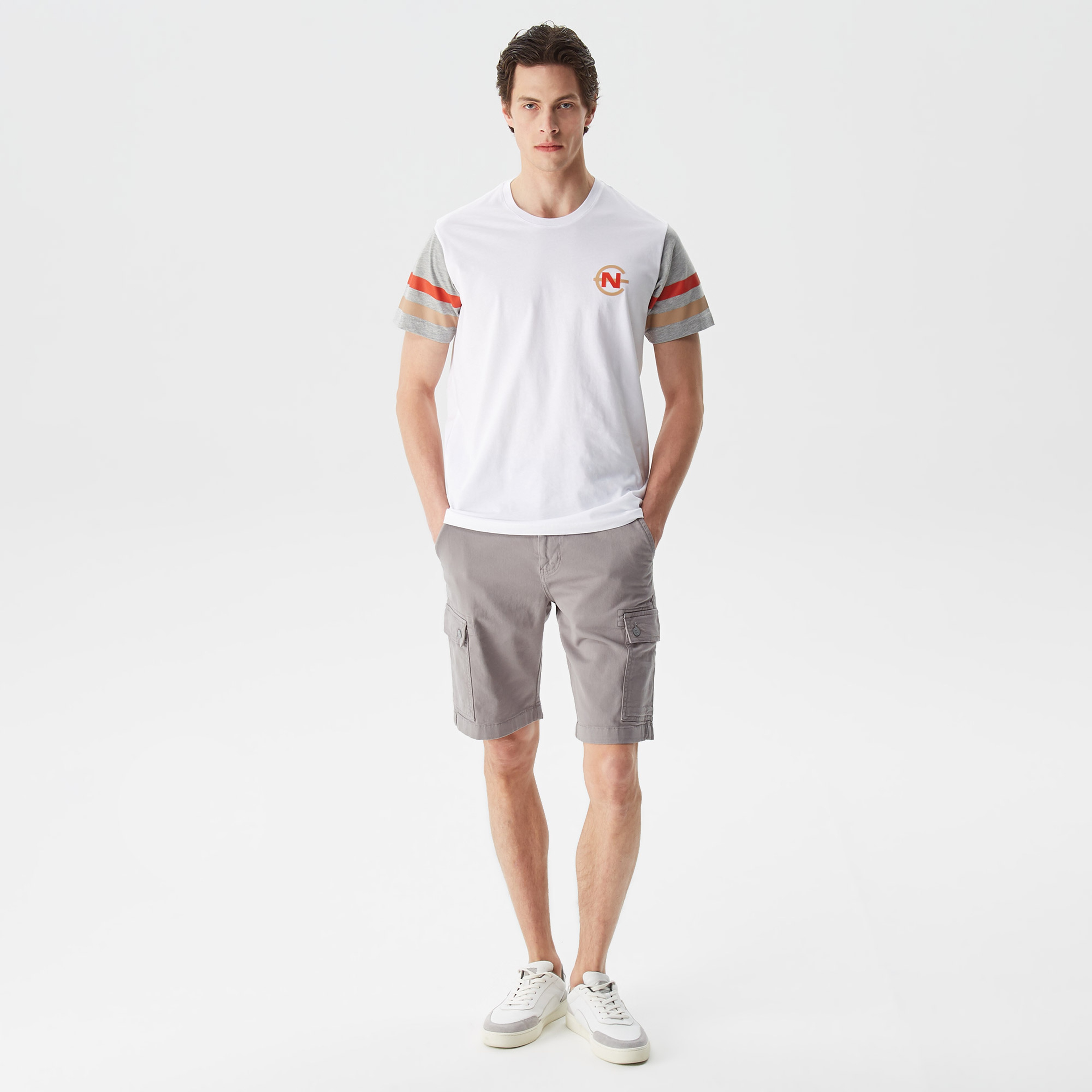 Nautica Erkek Beyaz Baskılı Standart Fit T-Shirt