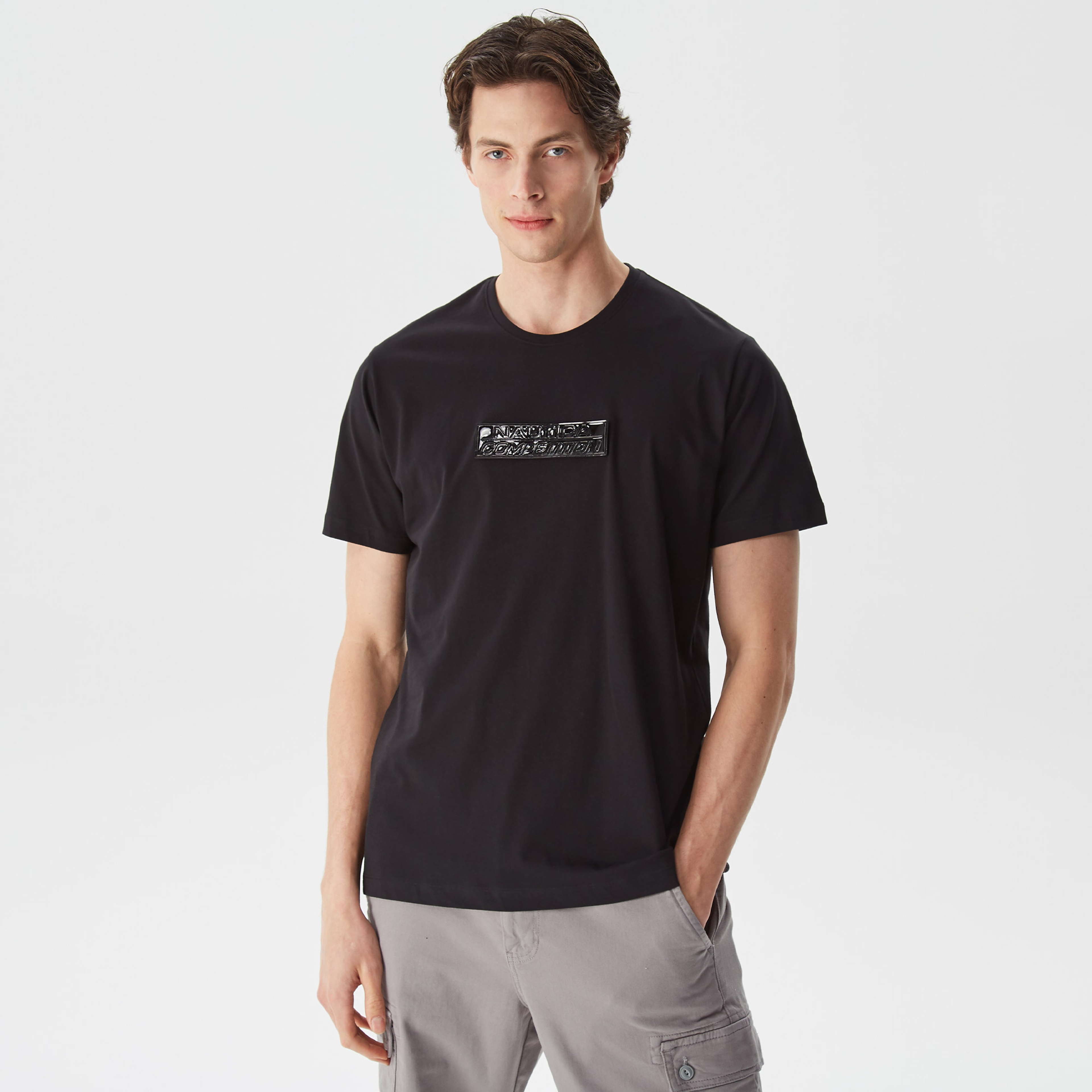 Nautica Erkek Siyah Baskılı Standart Fit T-Shirt