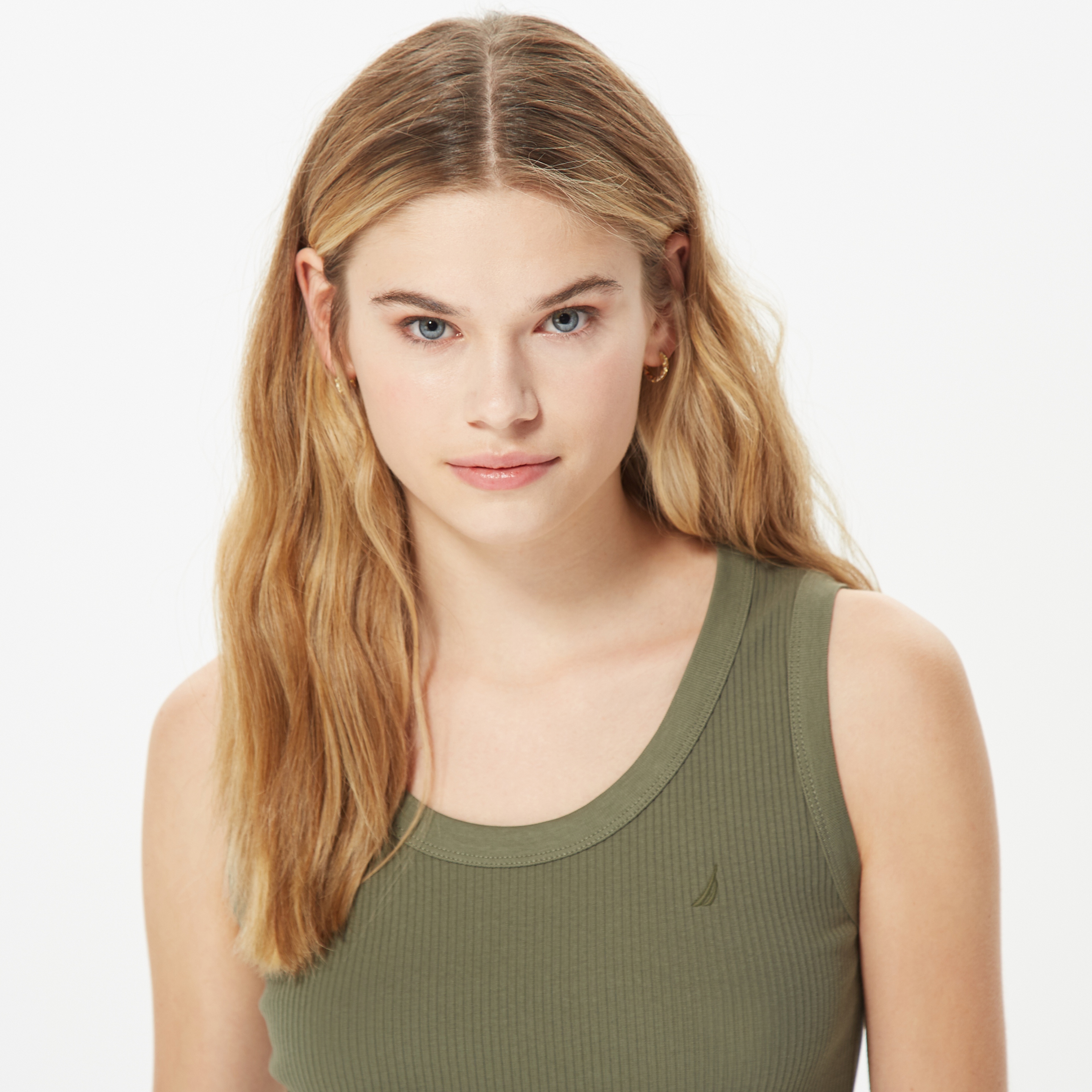 Nautica Kadın Yeşil Çizgili Kolsuz T-Shirt