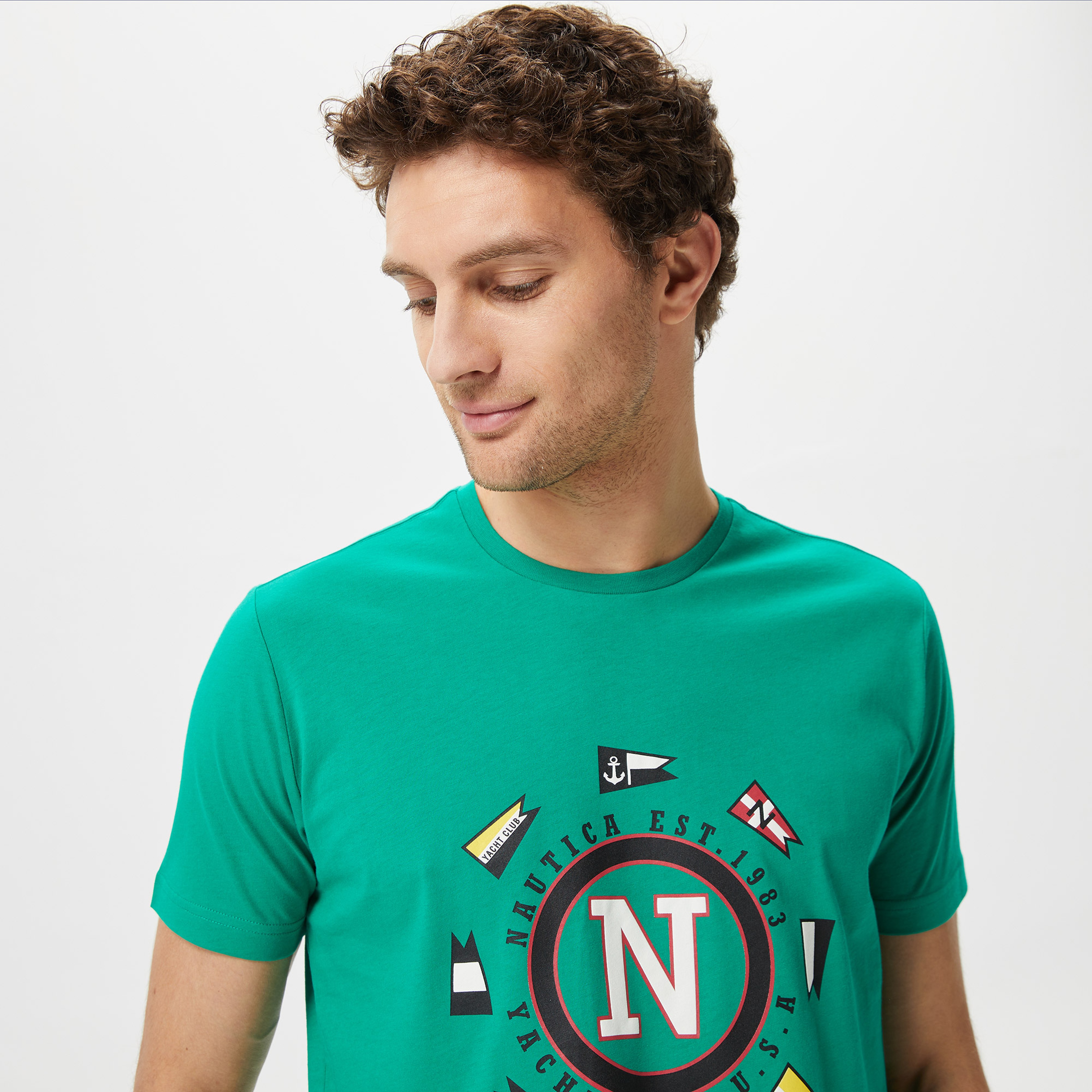 Nautica Erkek Yeşil Baskılı Standart Fit T-Shirt