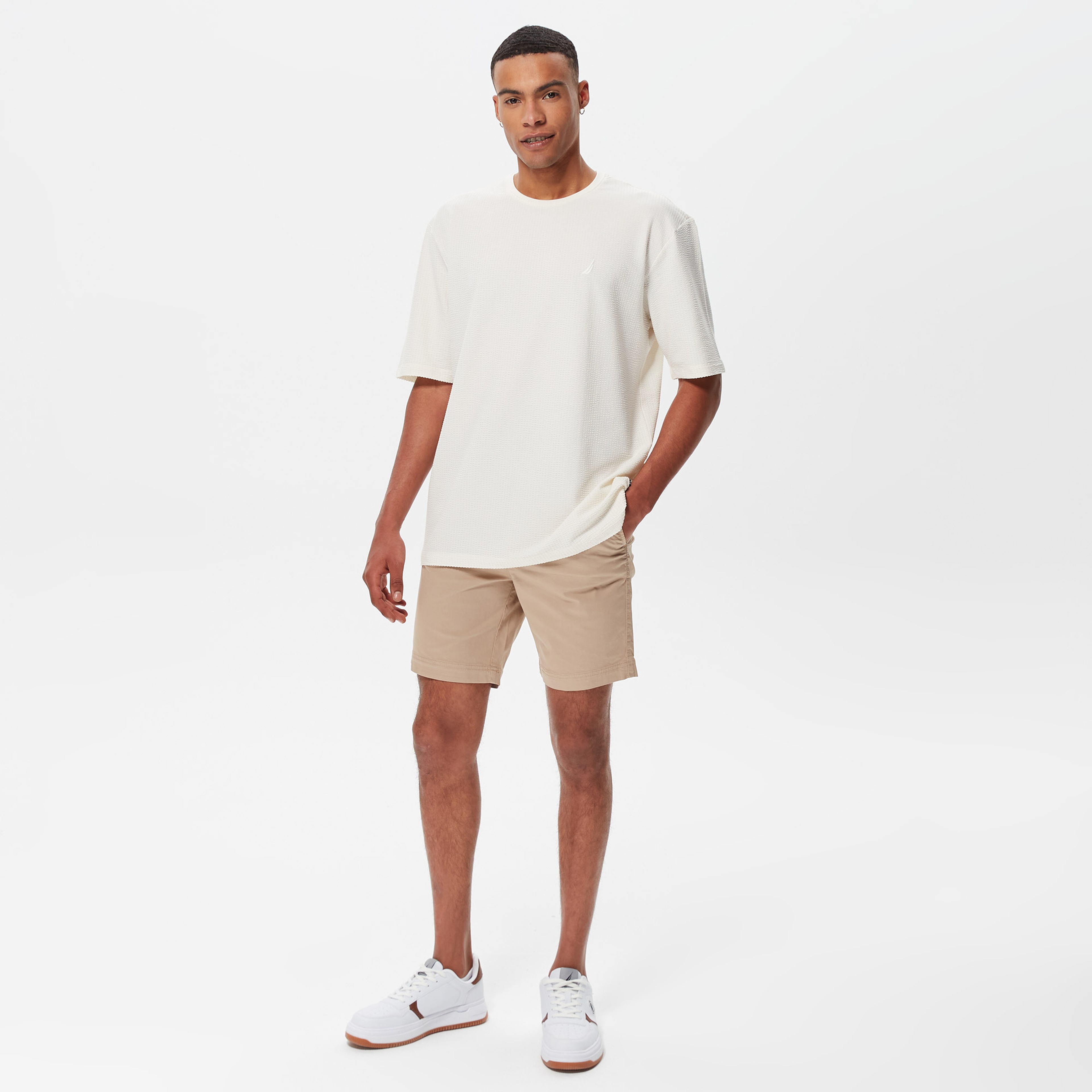 Nautica Erkek Krem Oversize T-Shirt