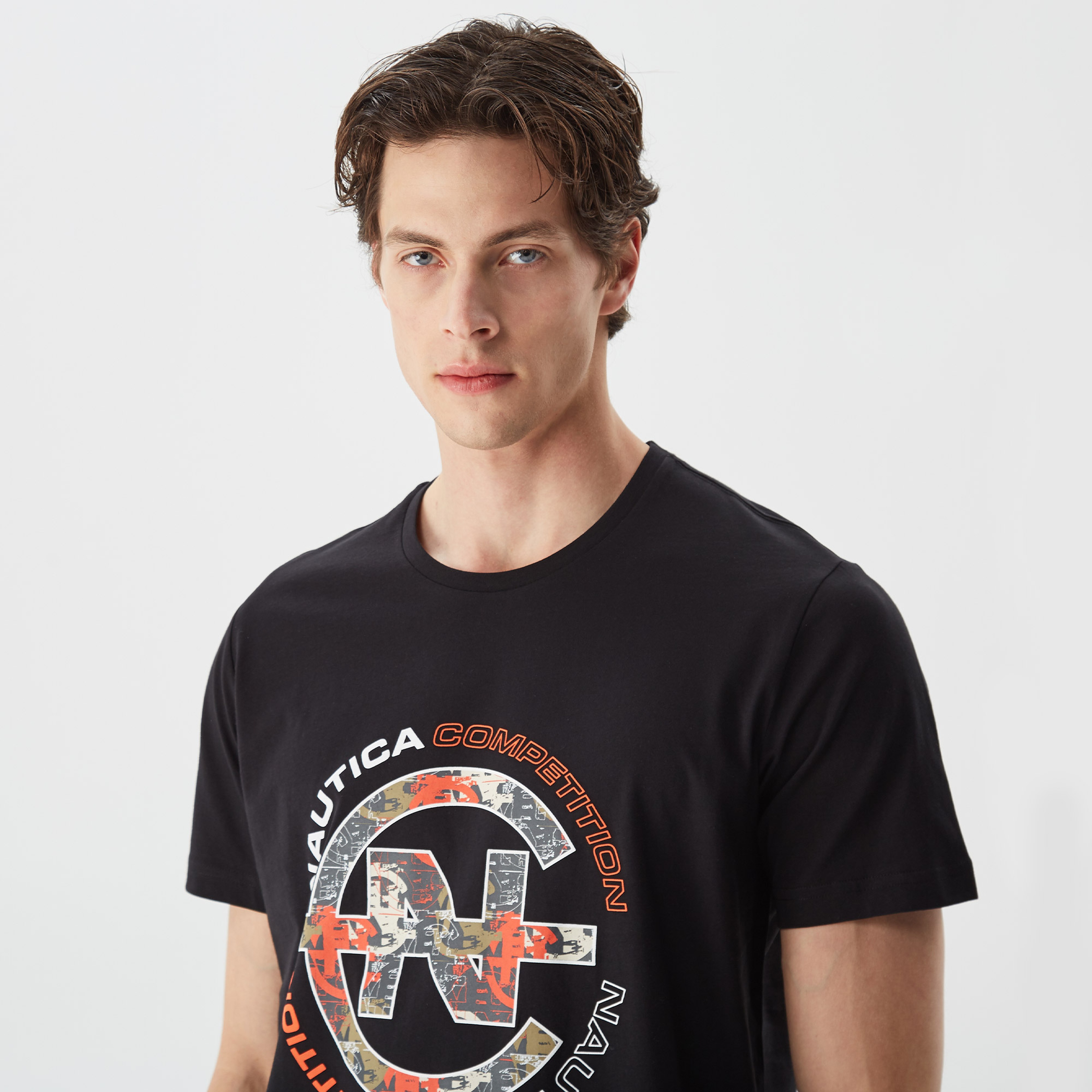 Nautica Erkek Siyah Baskılı Standart Fit T-Shirt