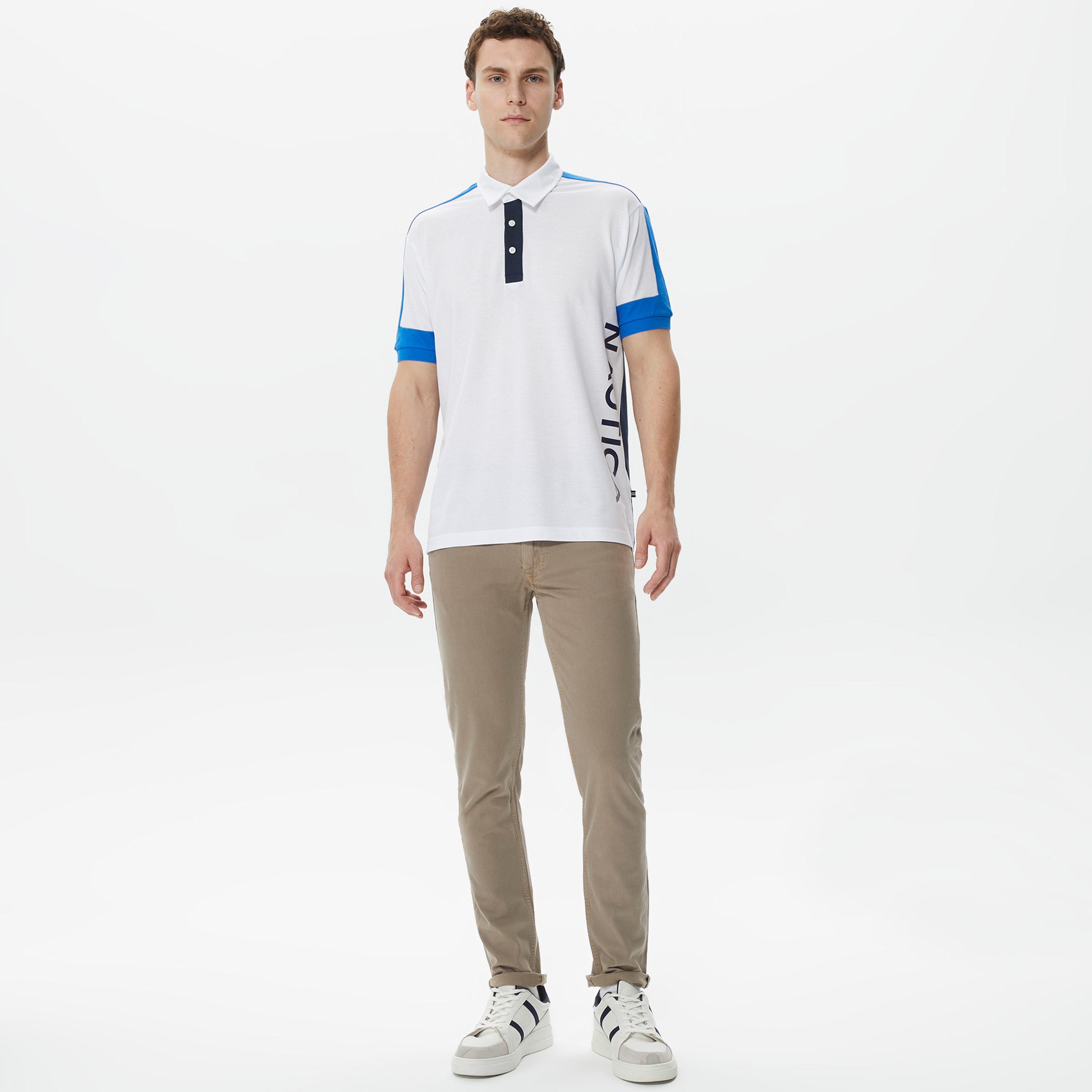 Nautica Erkek Beyaz Classic Fit Kısa Kollu Polo Yaka T-Shirt