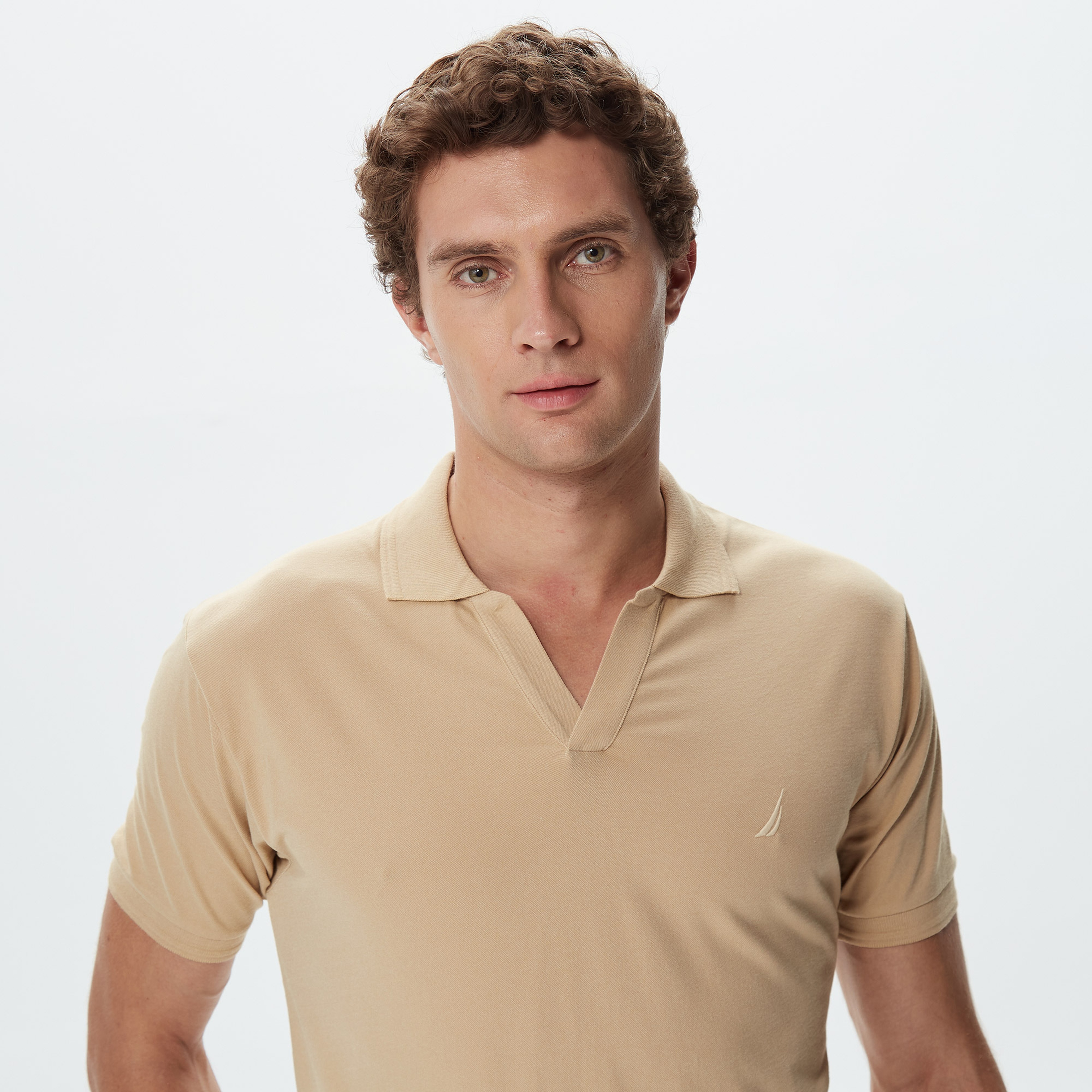 Nautica Erkek Bej Classic Fit Kısa Kollu Polo