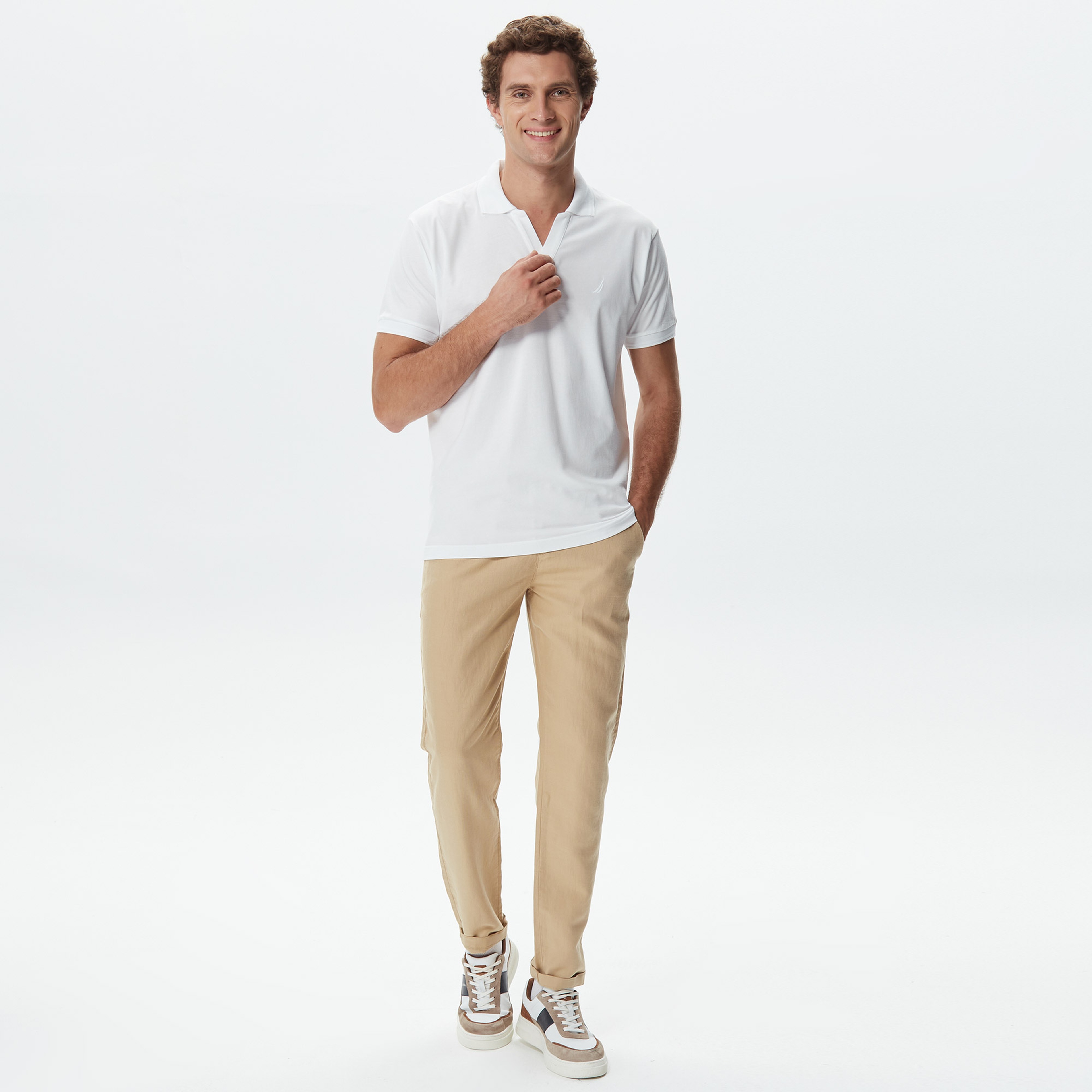 Nautica Erkek Beyaz Classic Fit Kısa Kollu Polo