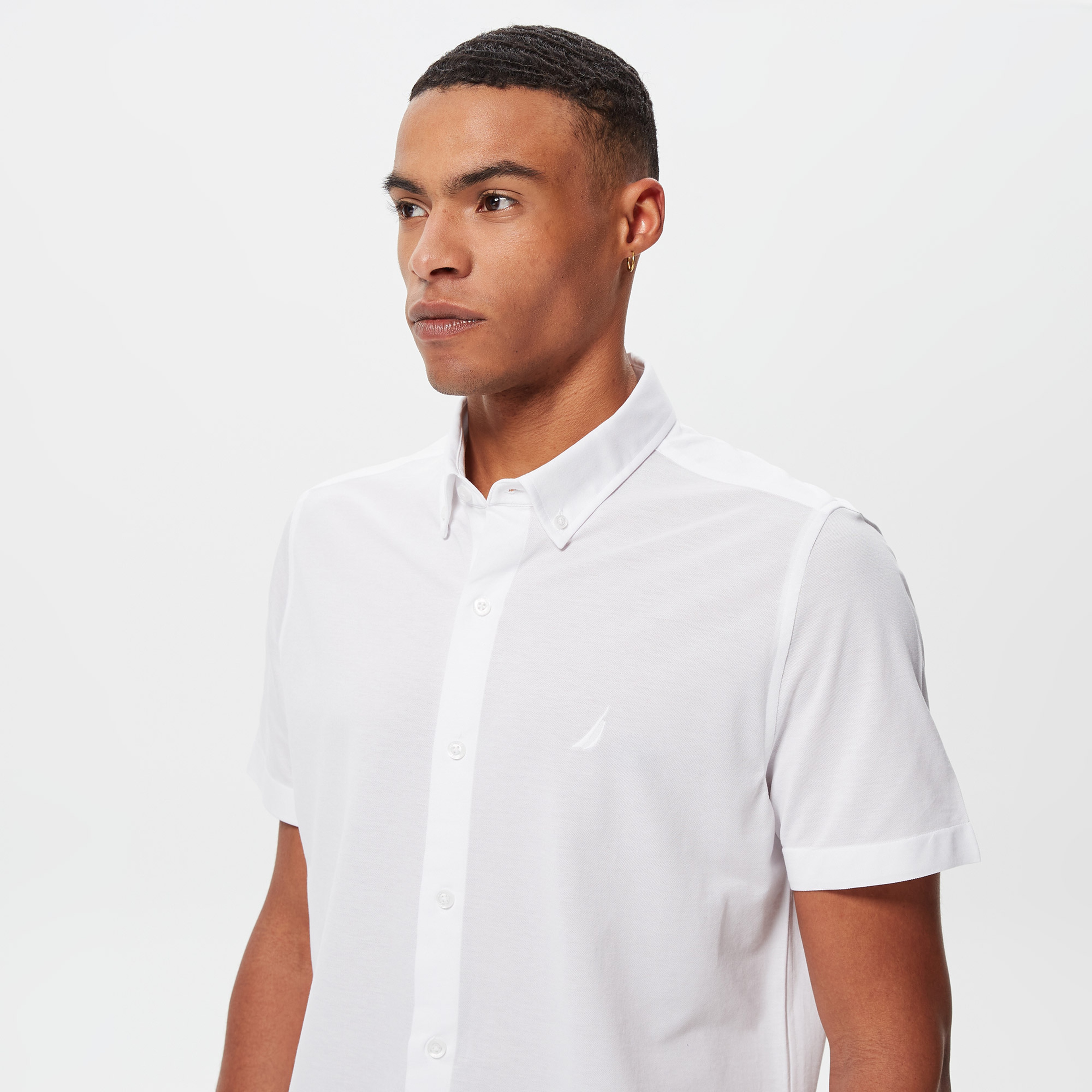 Nautica Erkek Beyaz Slim Fit Kısa Kollu Gömlek