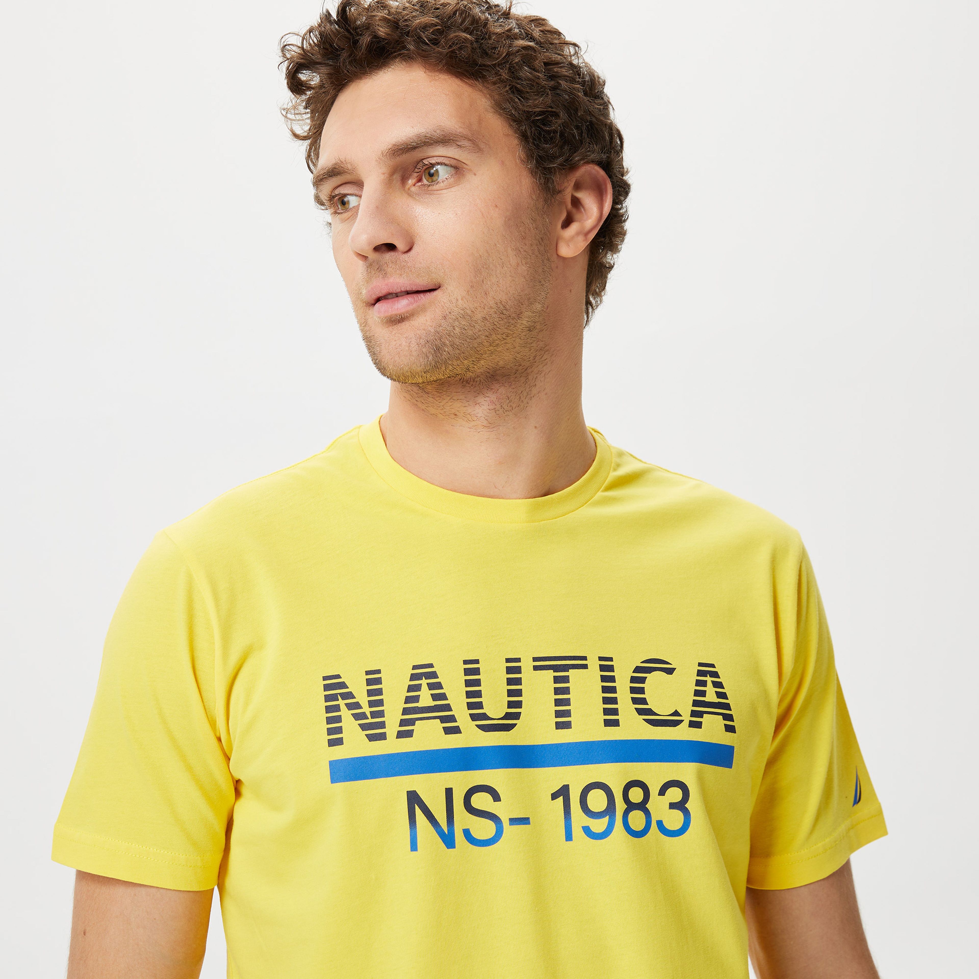 Nautica Erkek Sarı Baskılı Standart Fit T-Shirt