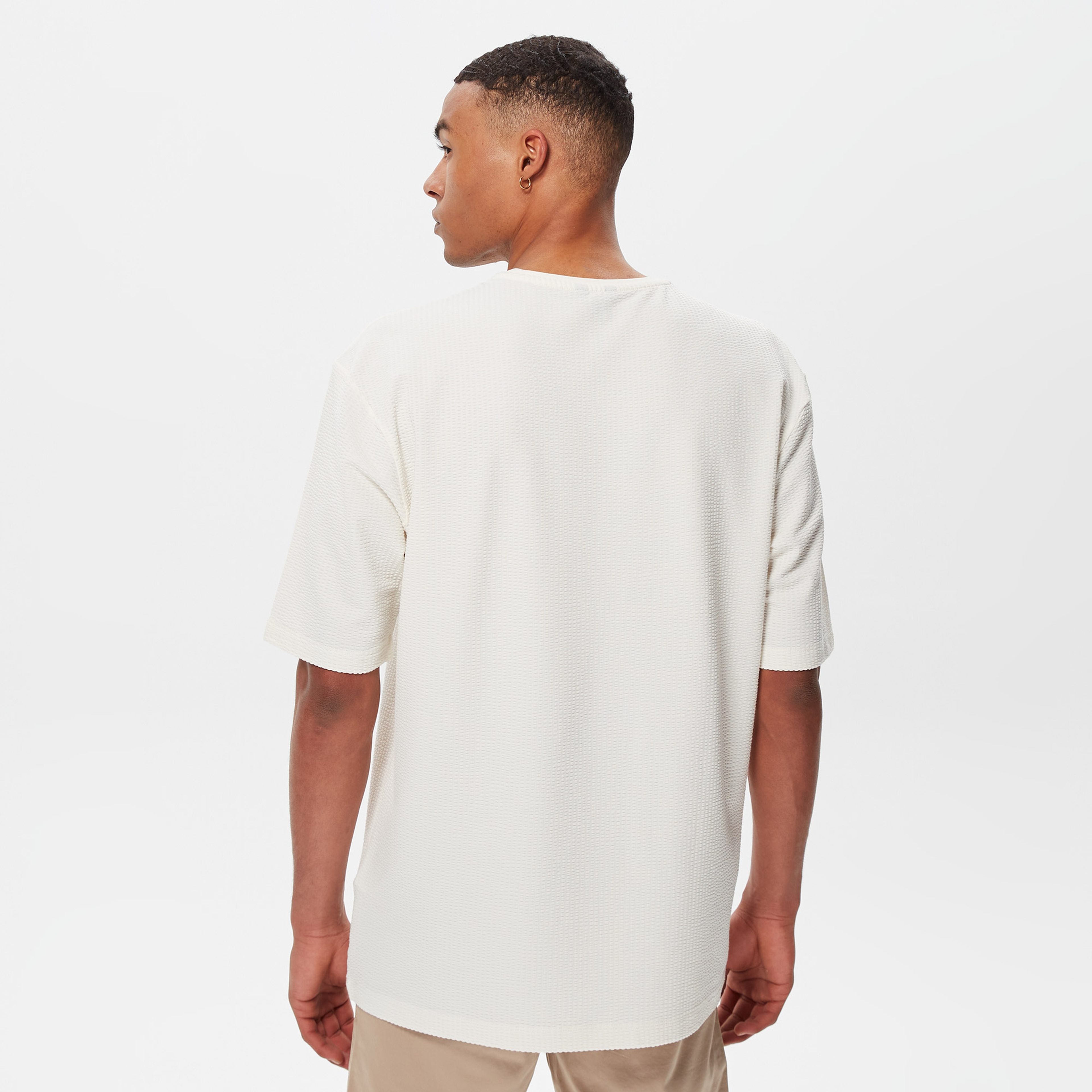 Nautica Erkek Krem Oversize T-Shirt