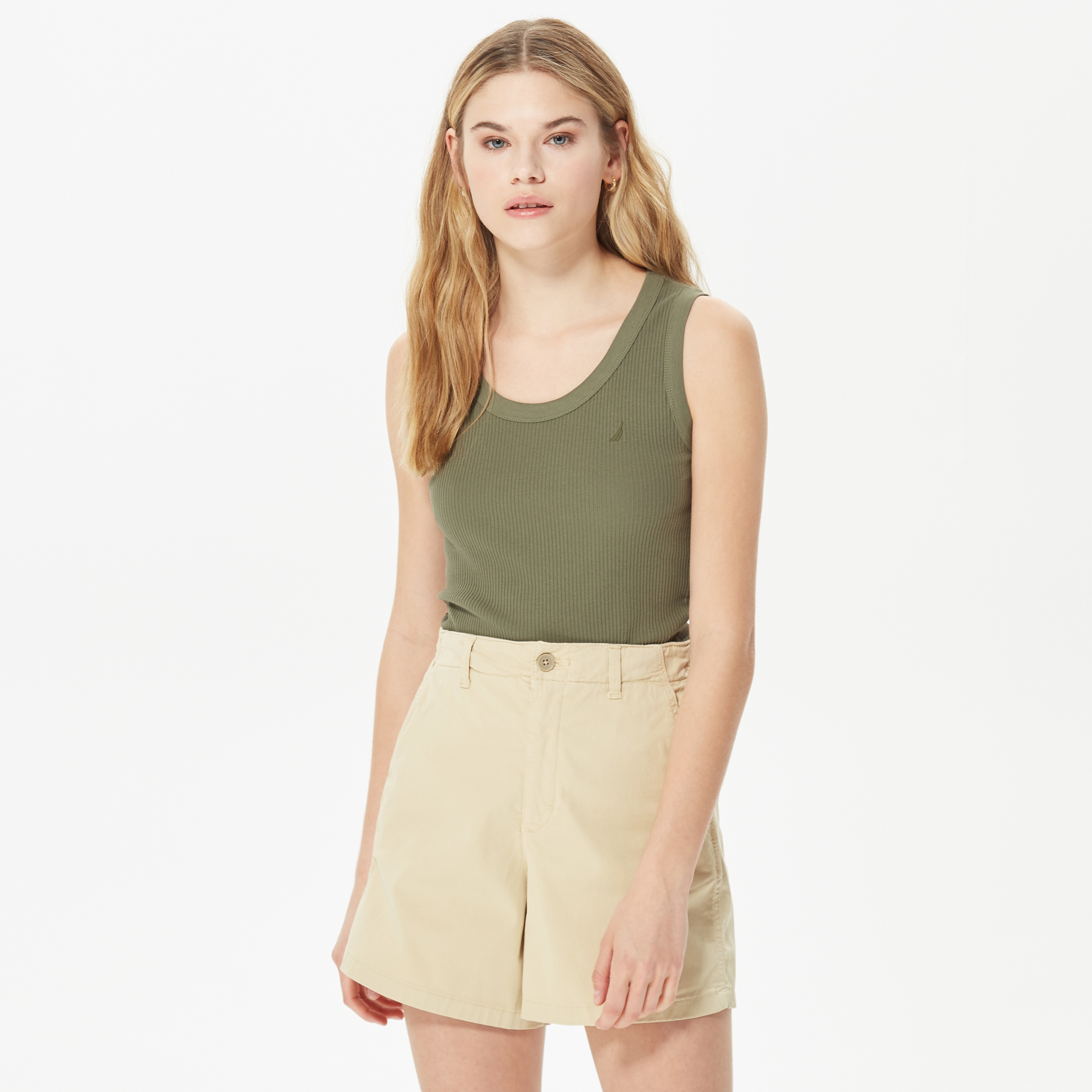 Nautica Kadın Yeşil Çizgili Kolsuz T-Shirt