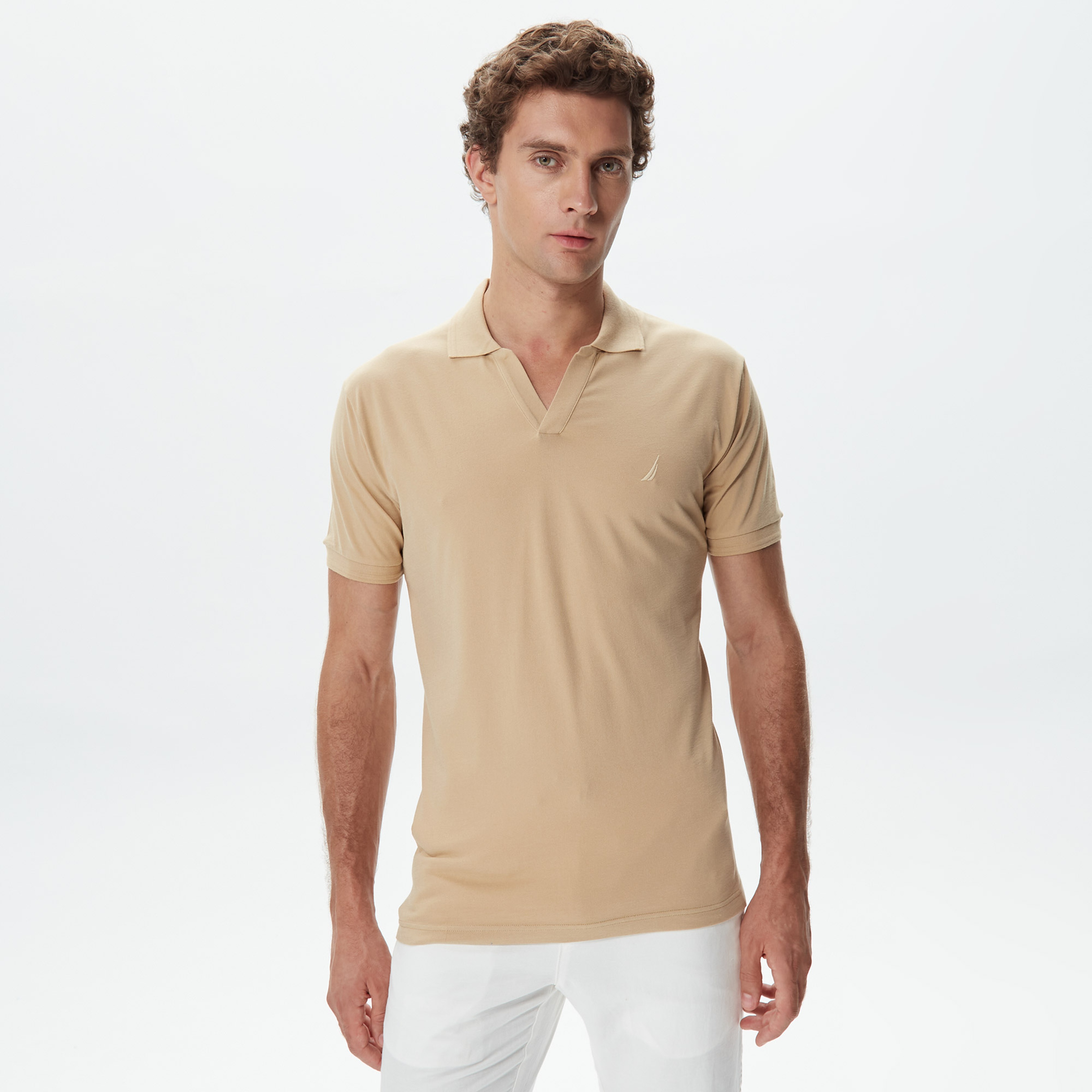 Nautica Erkek Bej Classic Fit Kısa Kollu Polo