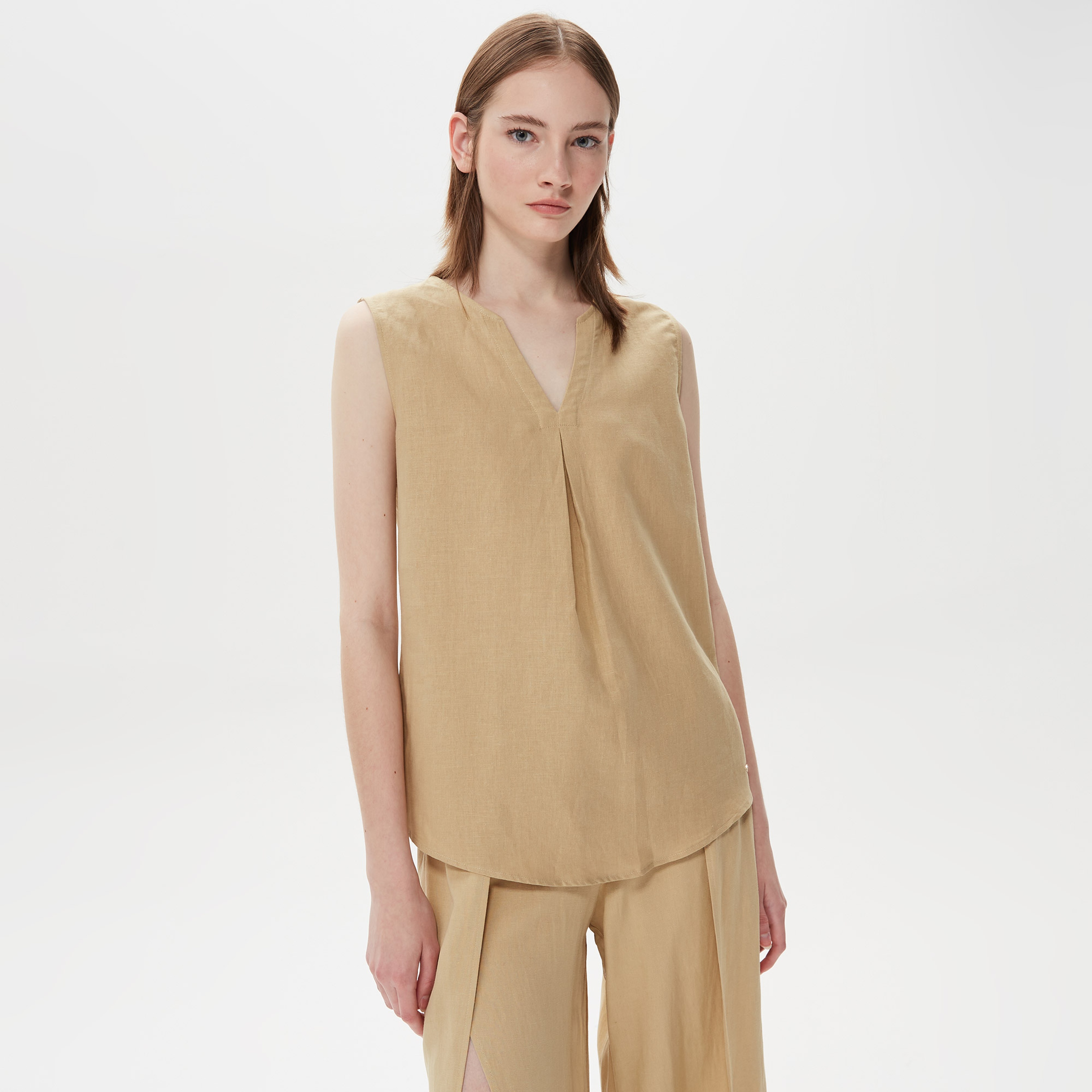 Nautica Kadın Bej Kolsuz Bluz