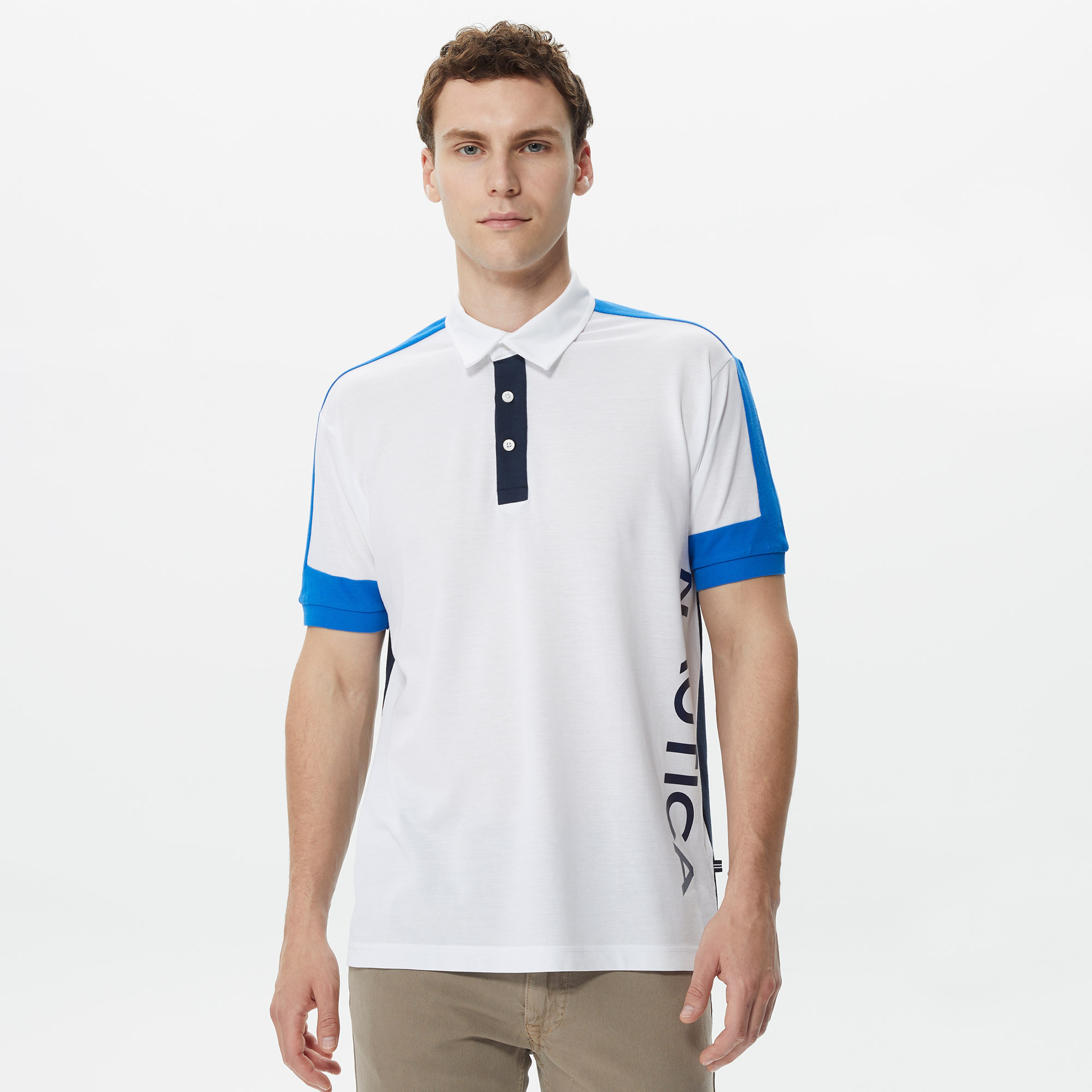Nautica Erkek Beyaz Classic Fit Kısa Kollu Polo Yaka T-Shirt