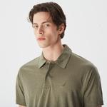 Nautica Erkek Yeşil Classic Fit Kısa Kollu Keten Polo Yaka T-Shirt