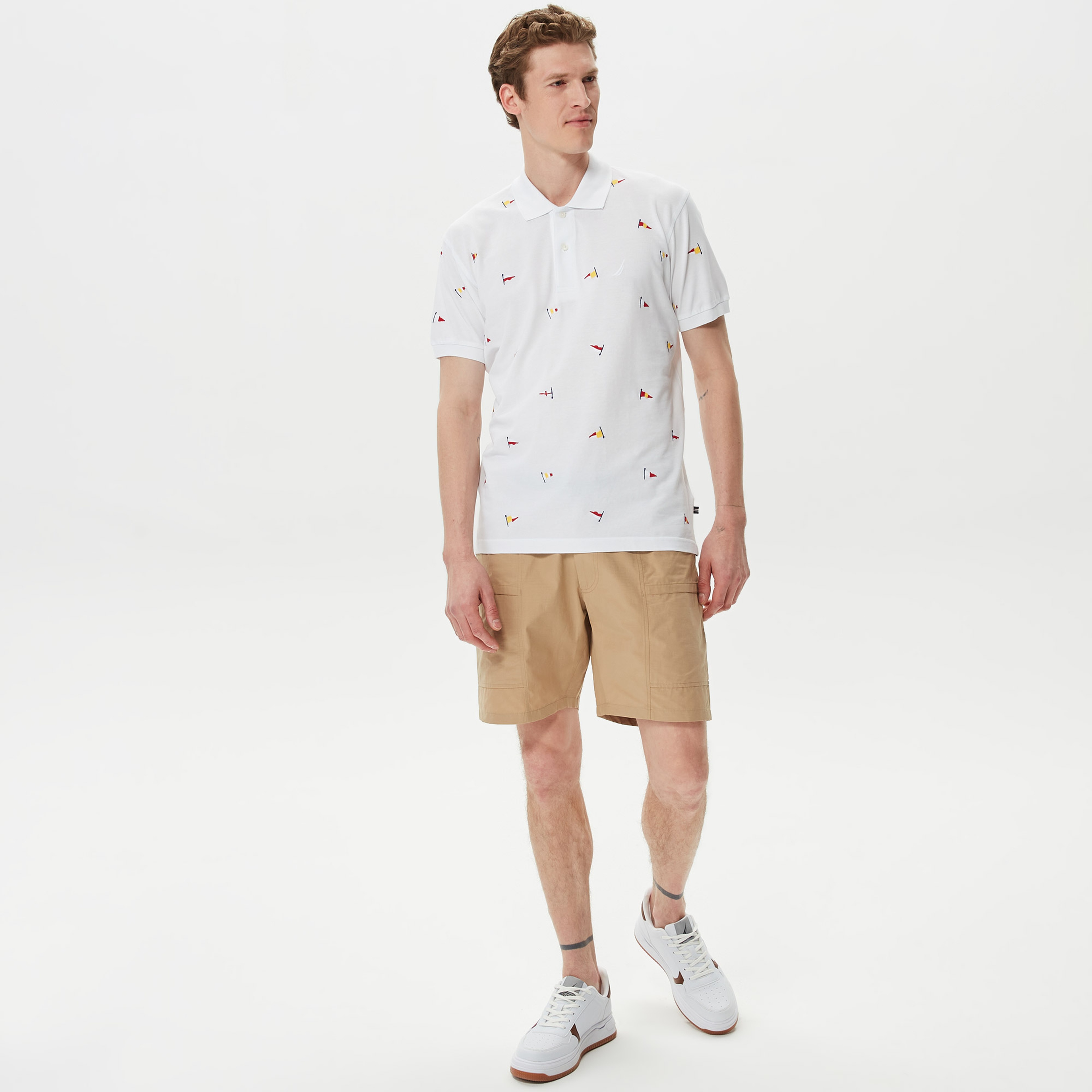 Nautica Erkek Beyaz Classic Fit Kısa Kollu Polo Yaka T-Shirt