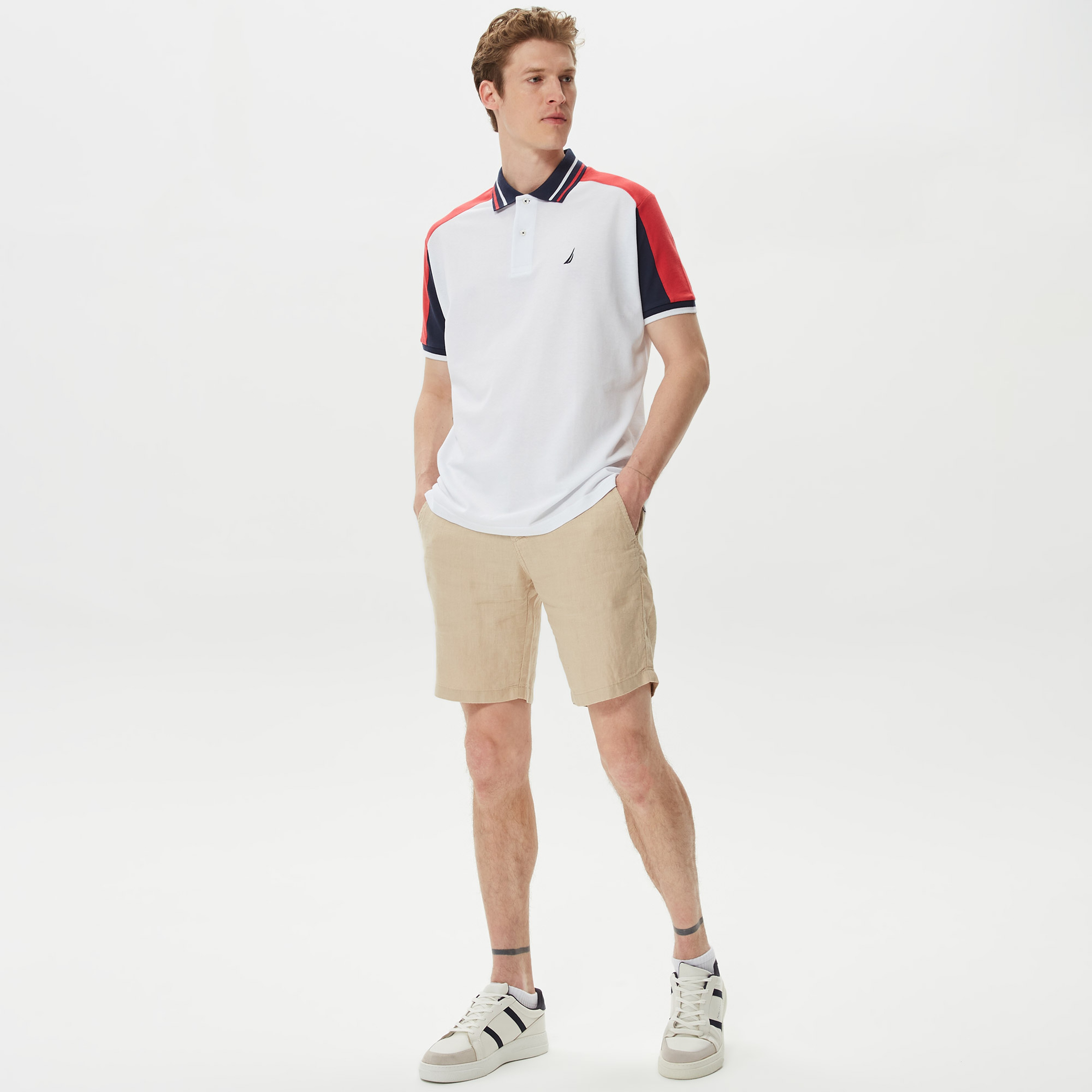 Nautica Erkek Krem Keten Bermuda