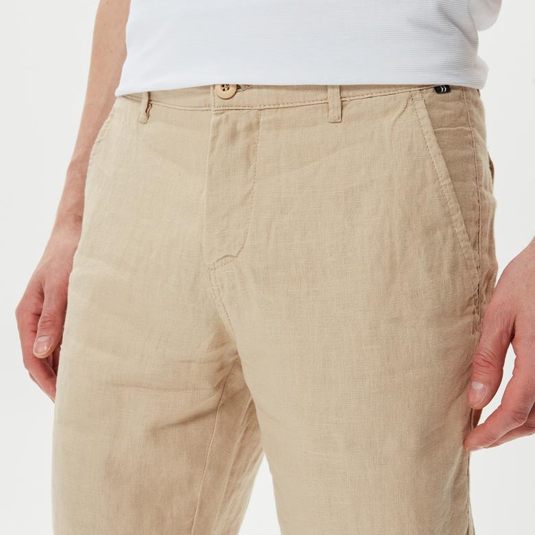 Nautica Erkek Krem Keten Bermuda