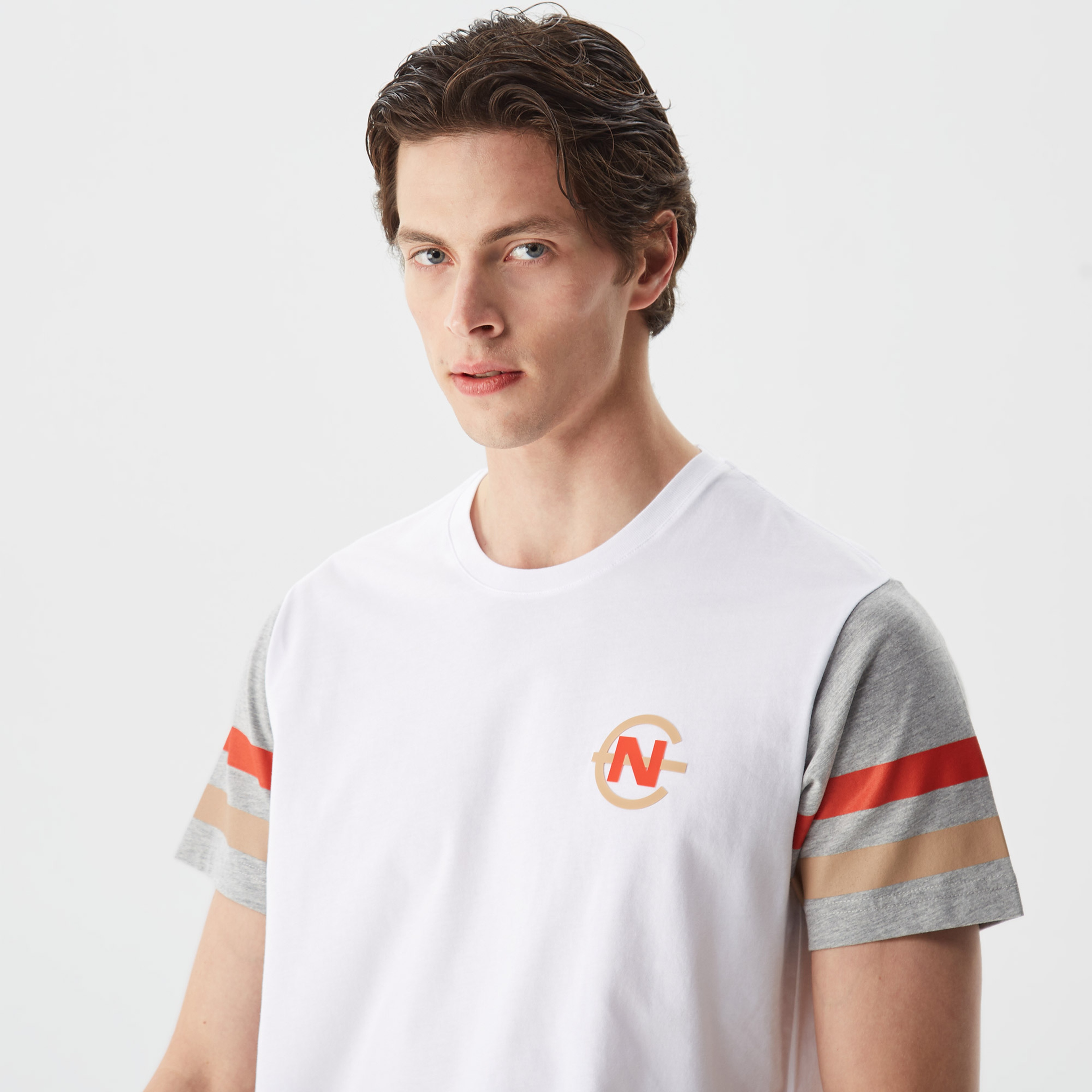 Nautica Erkek Beyaz Baskılı Standart Fit T-Shirt