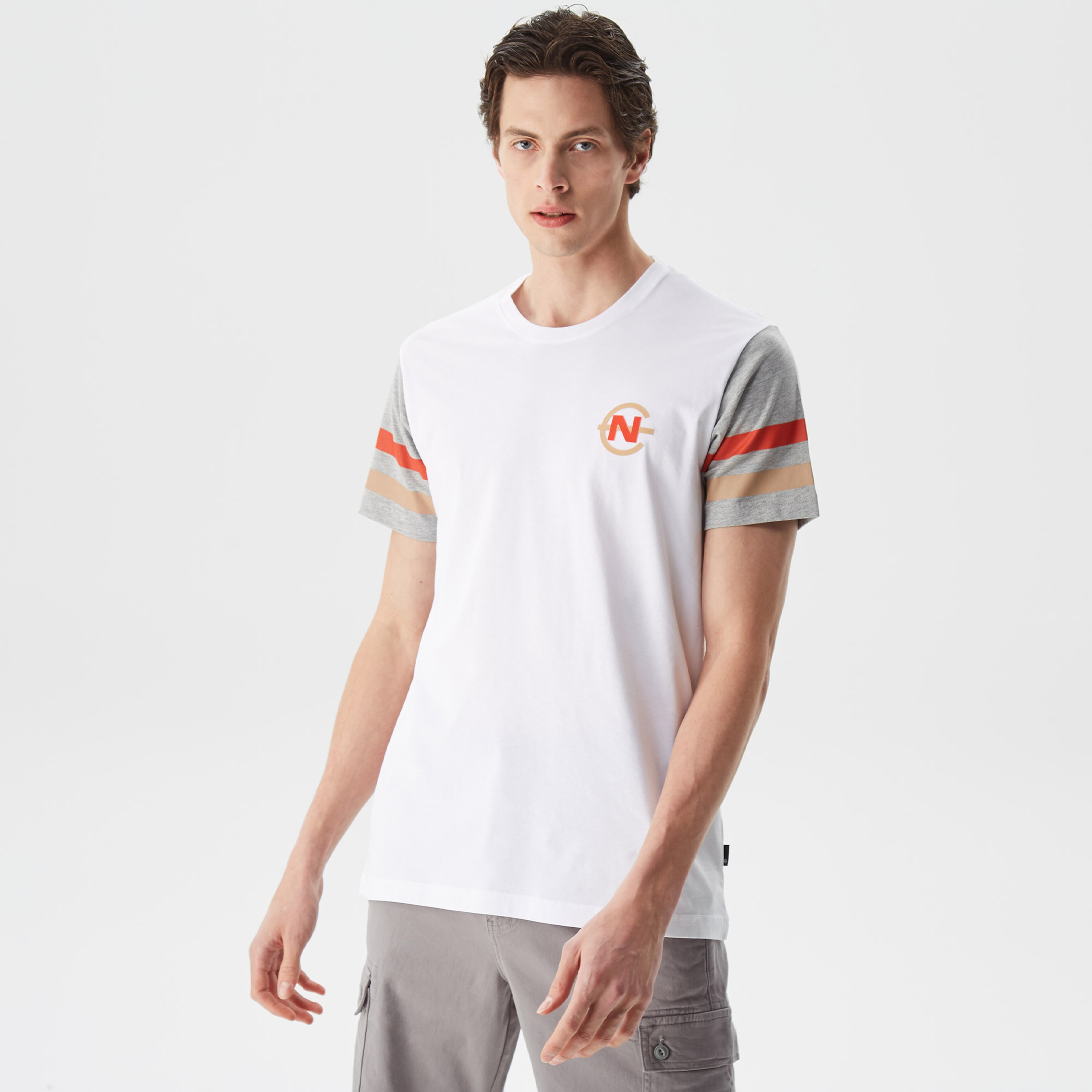 Nautica Erkek Beyaz Baskılı Standart Fit T-Shirt