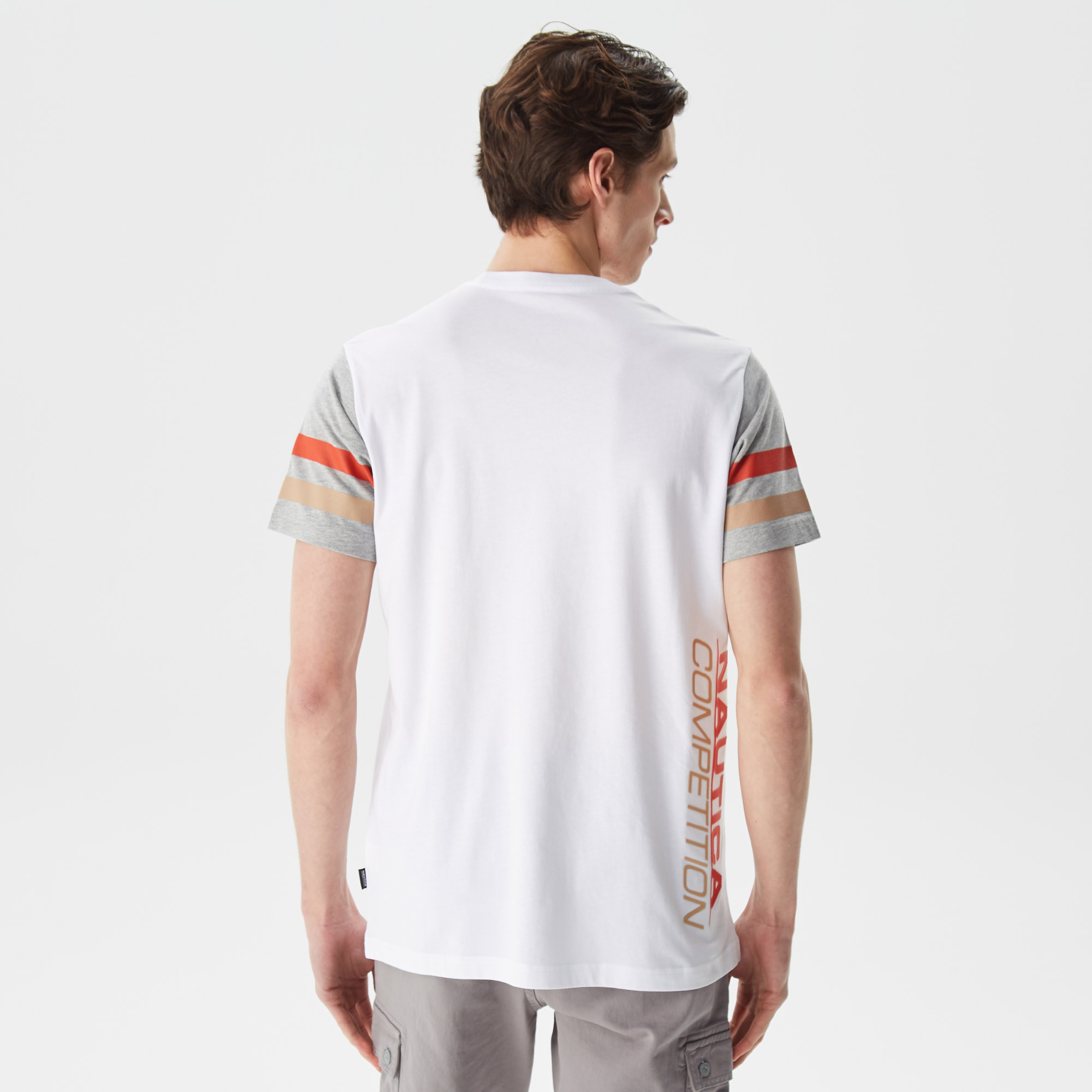 Nautica Erkek Beyaz Baskılı Standart Fit T-Shirt