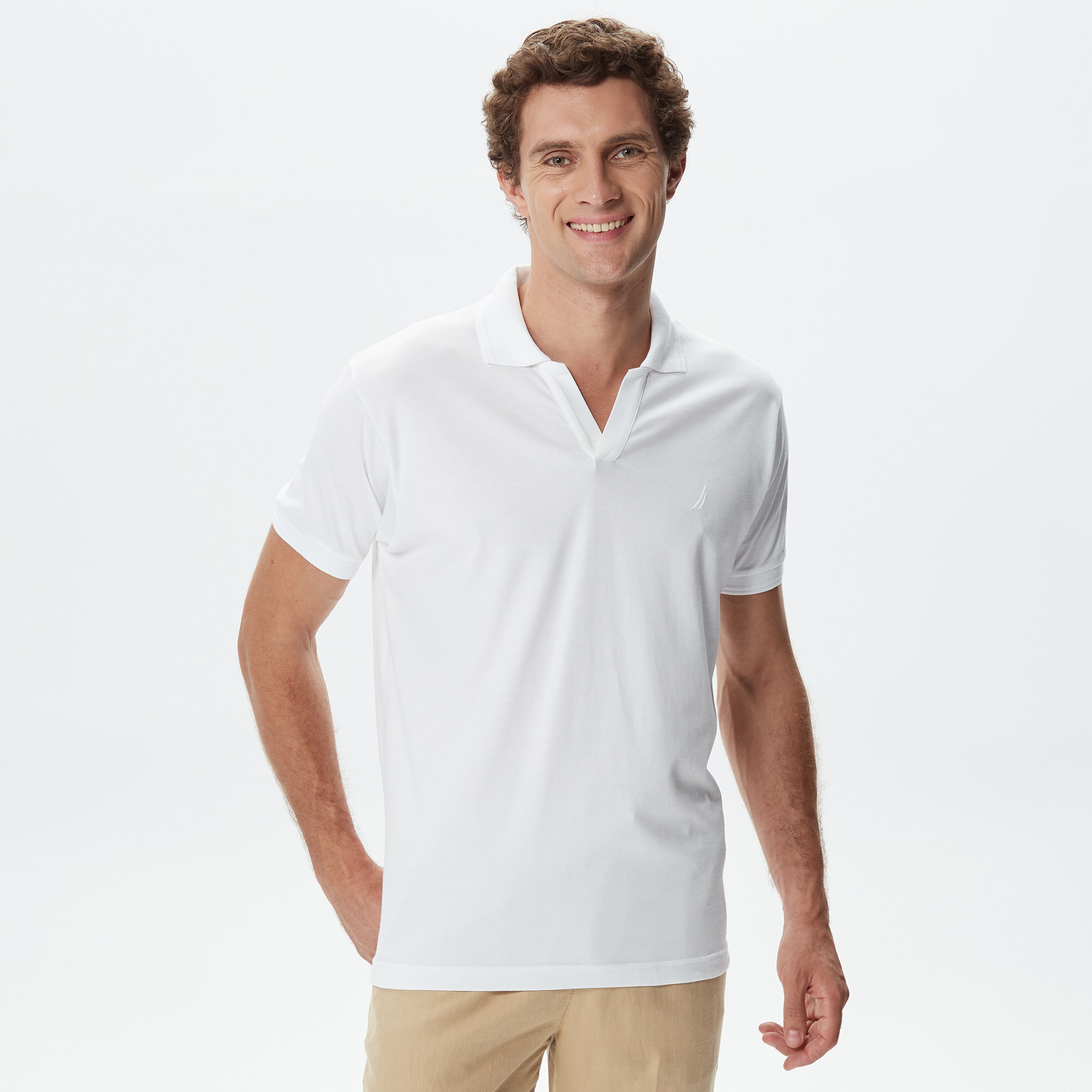 Nautica Erkek Beyaz Classic Fit Kısa Kollu Polo