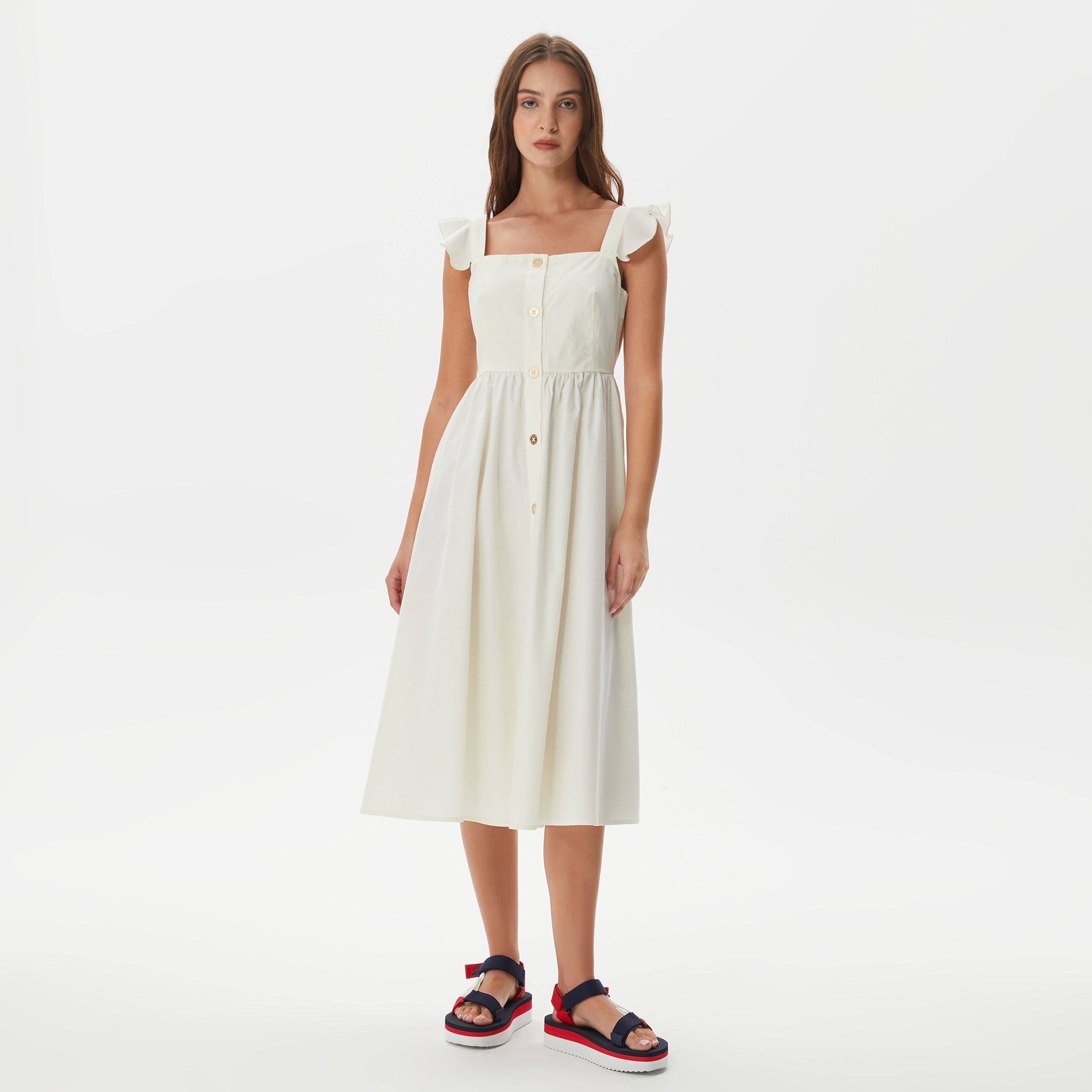 Nautica Kadın Krem Kolsuz Elbise