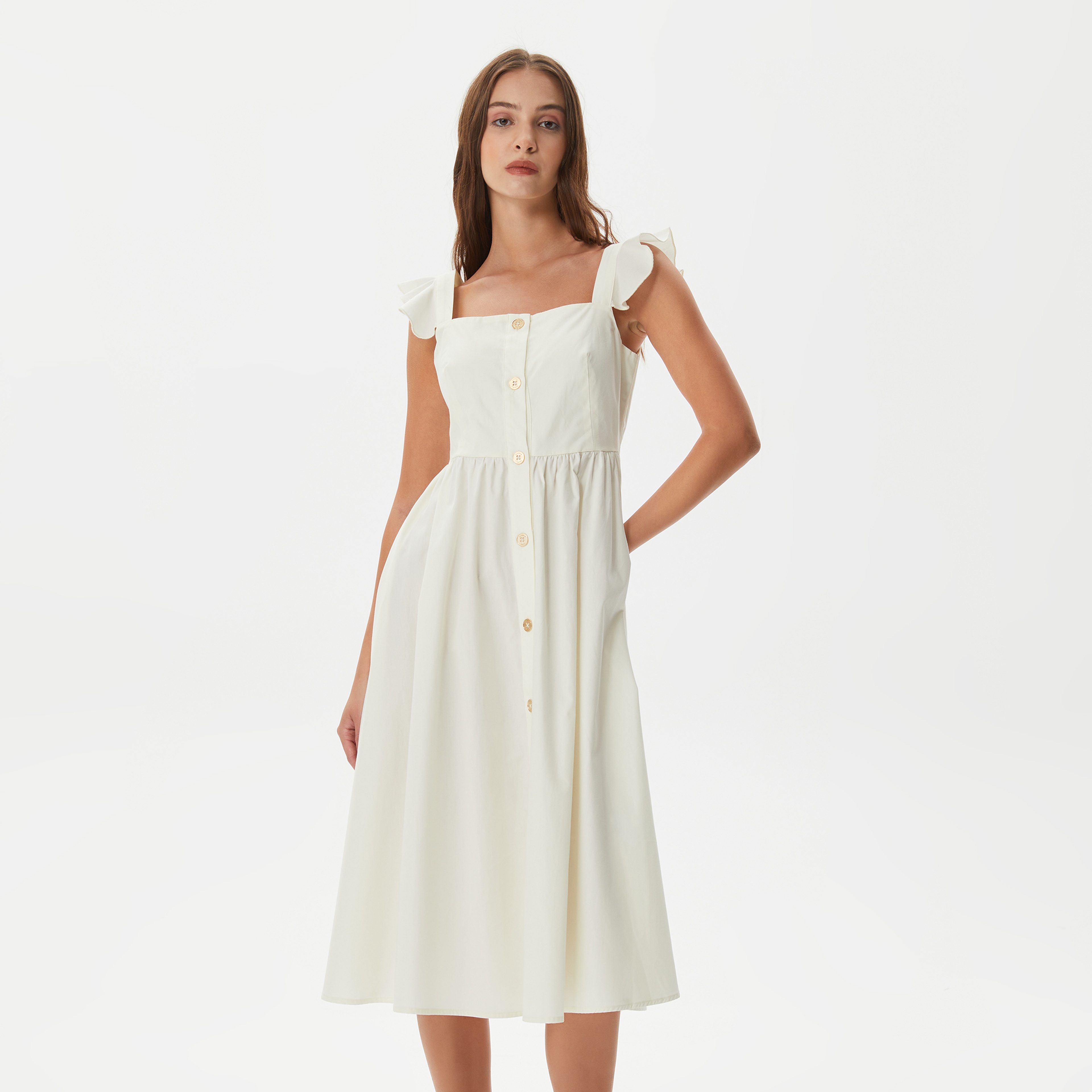 Nautica Kadın Krem Kolsuz Elbise