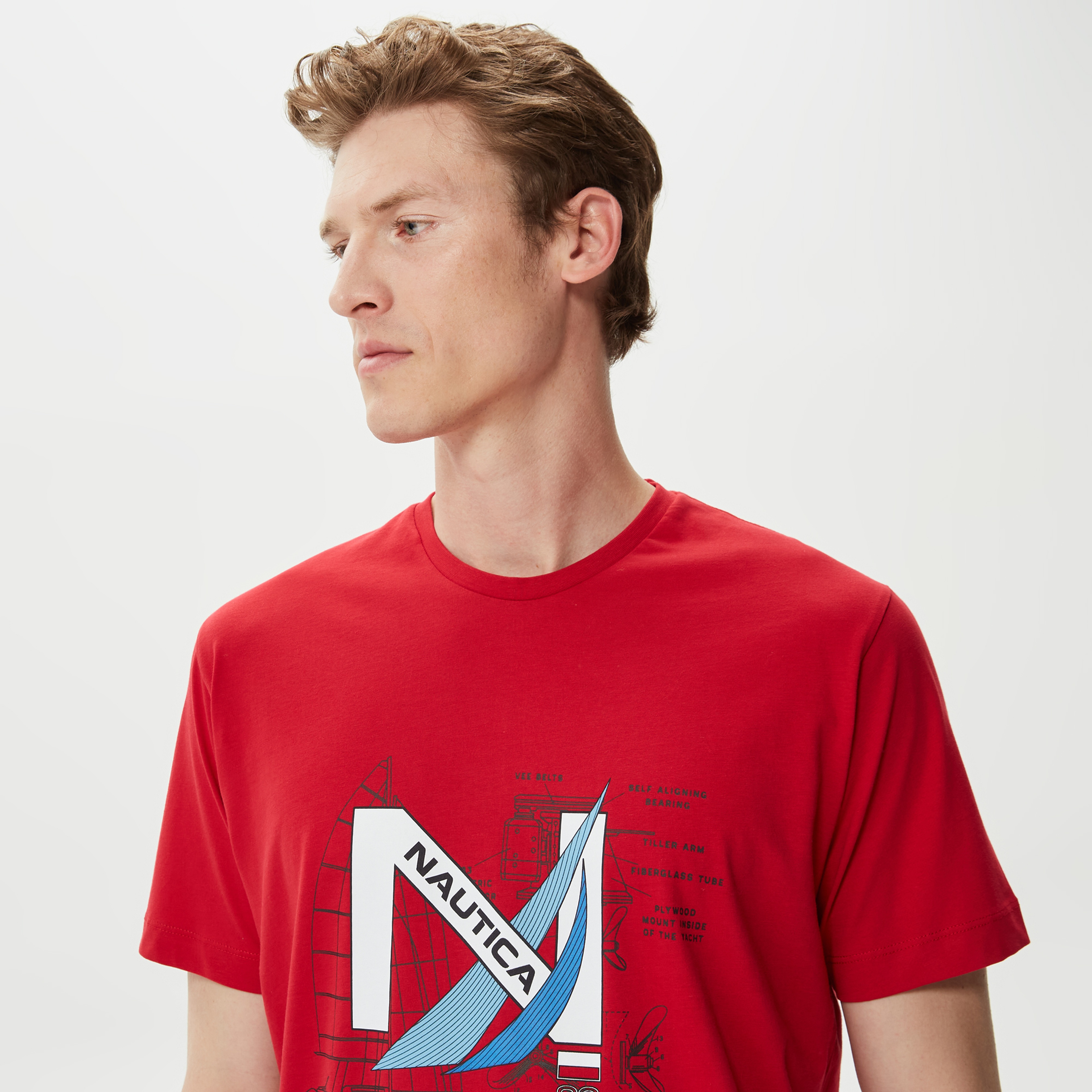 Nautica Erkek Kırmızı Desenli Standart Fit T-Shirt