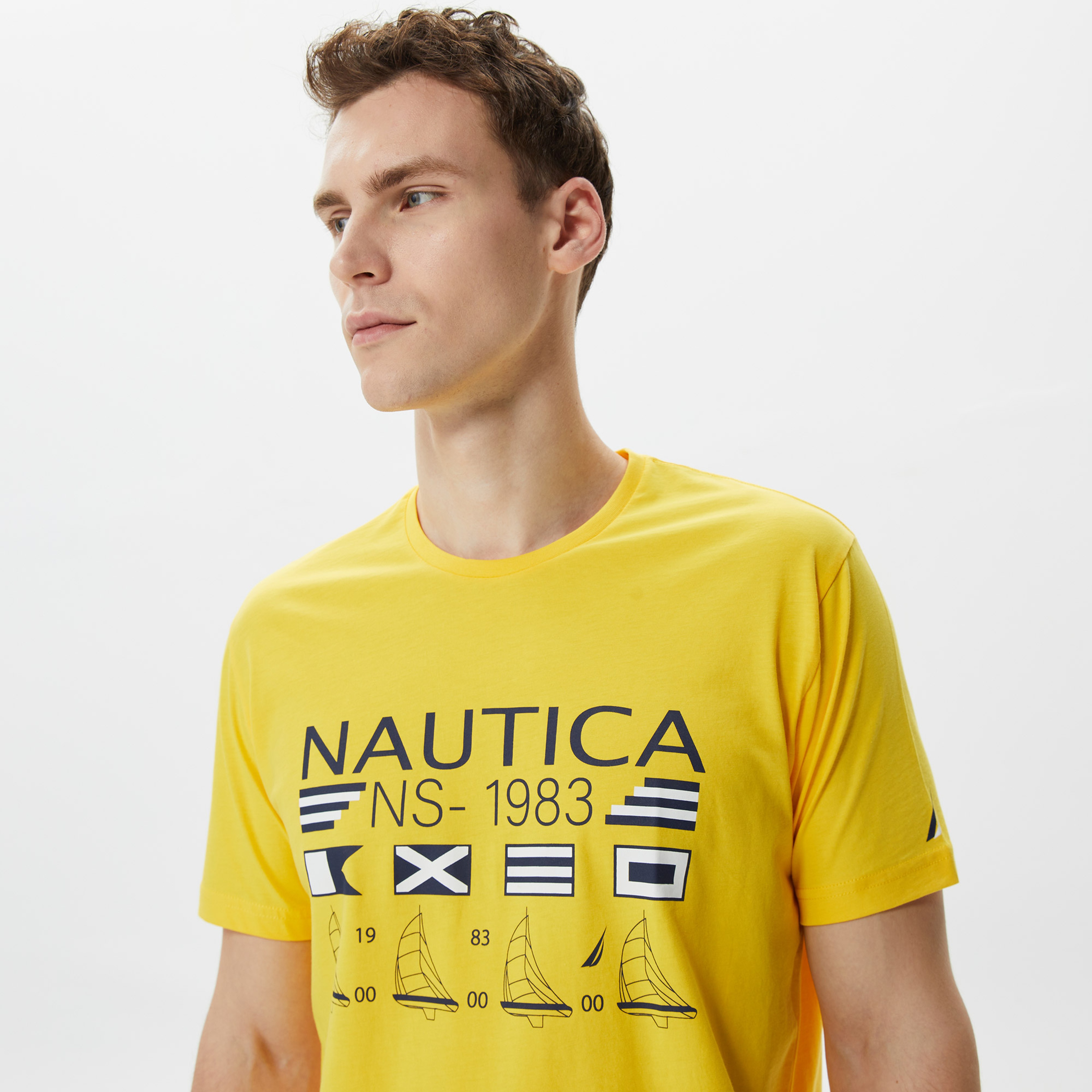Nautica Erkek Sarı Baskılı Standart Fit T-Shirt