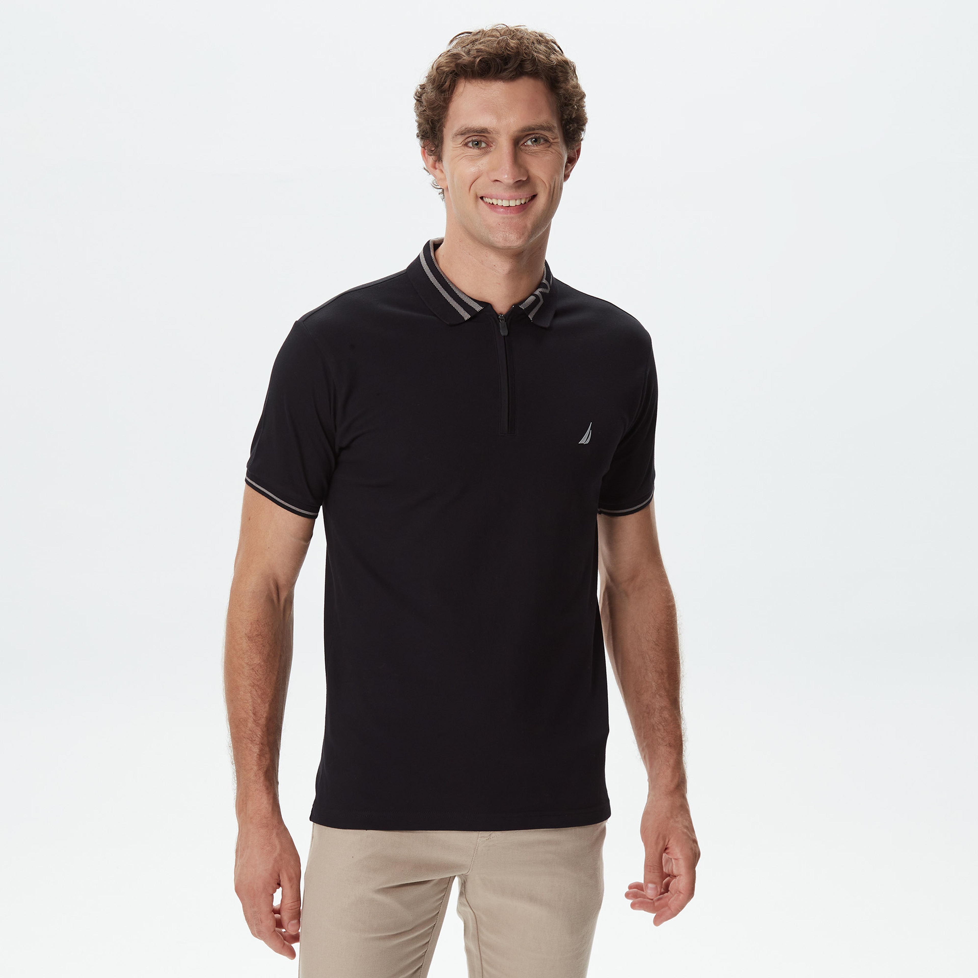 Nautica Erkek Siyah Kısa Kollu Polo