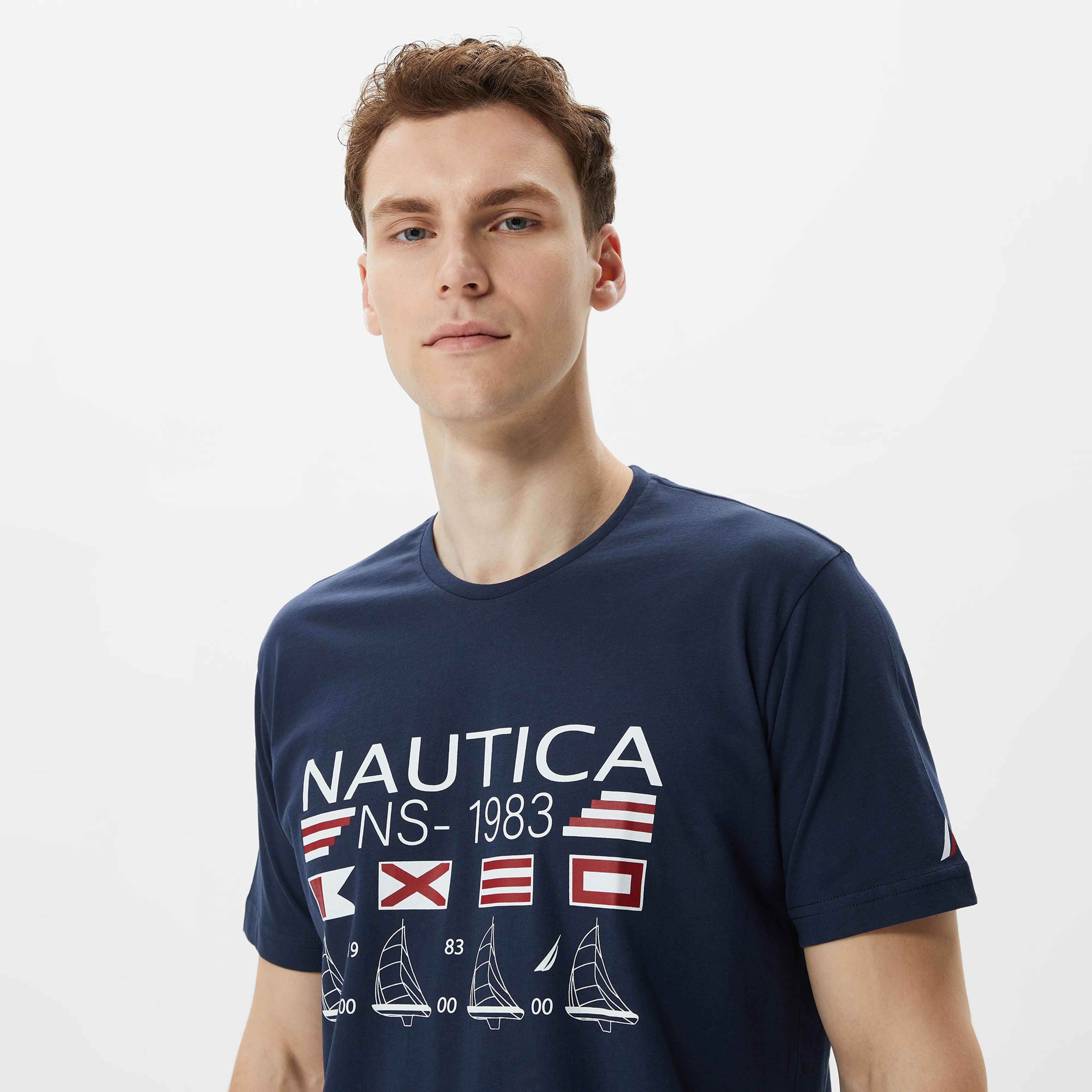 Nautica Erkek Lacivert Baskılı Standart Fit T-Shirt