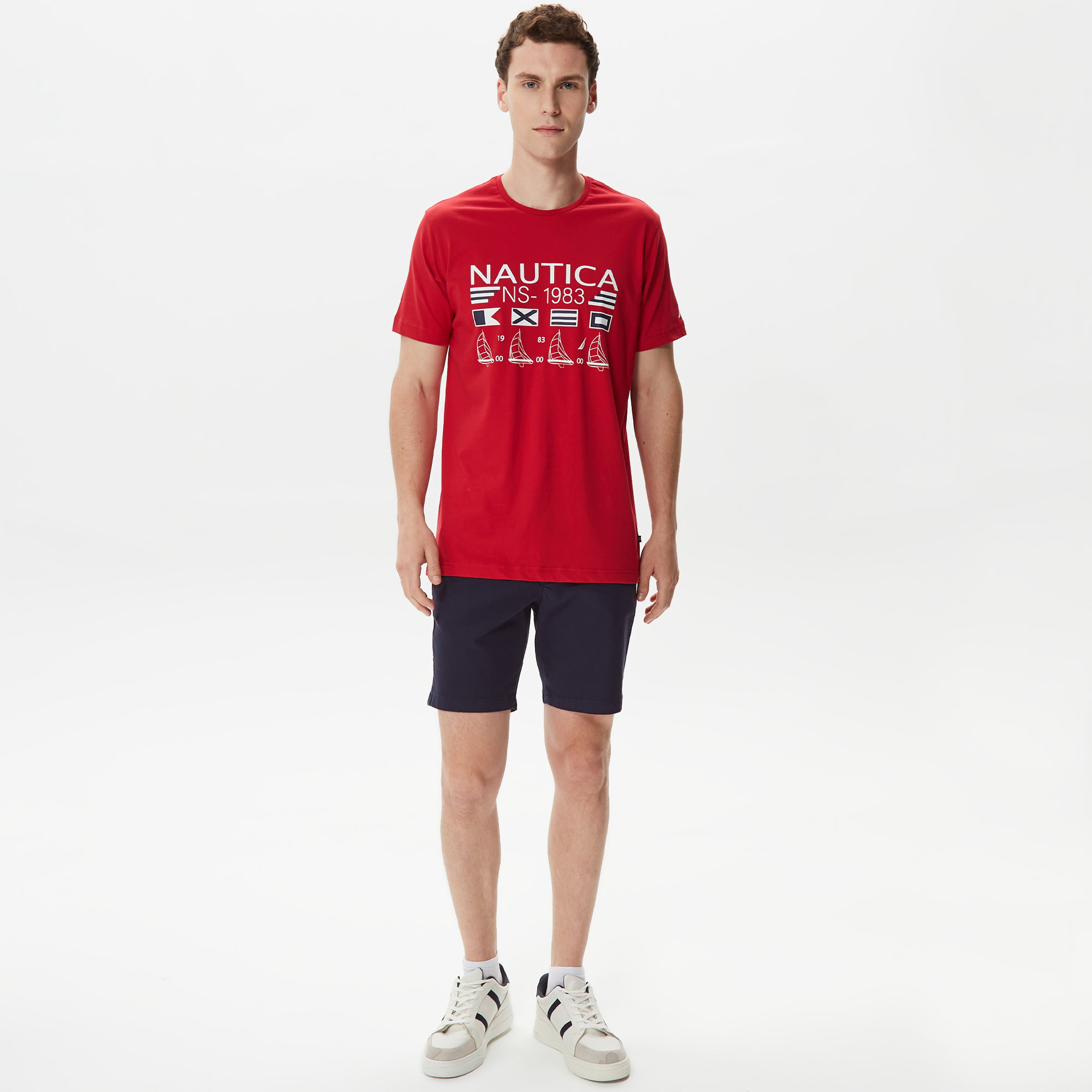 Nautica Erkek Kırmızı Baskılı Standart Fit T-Shirt