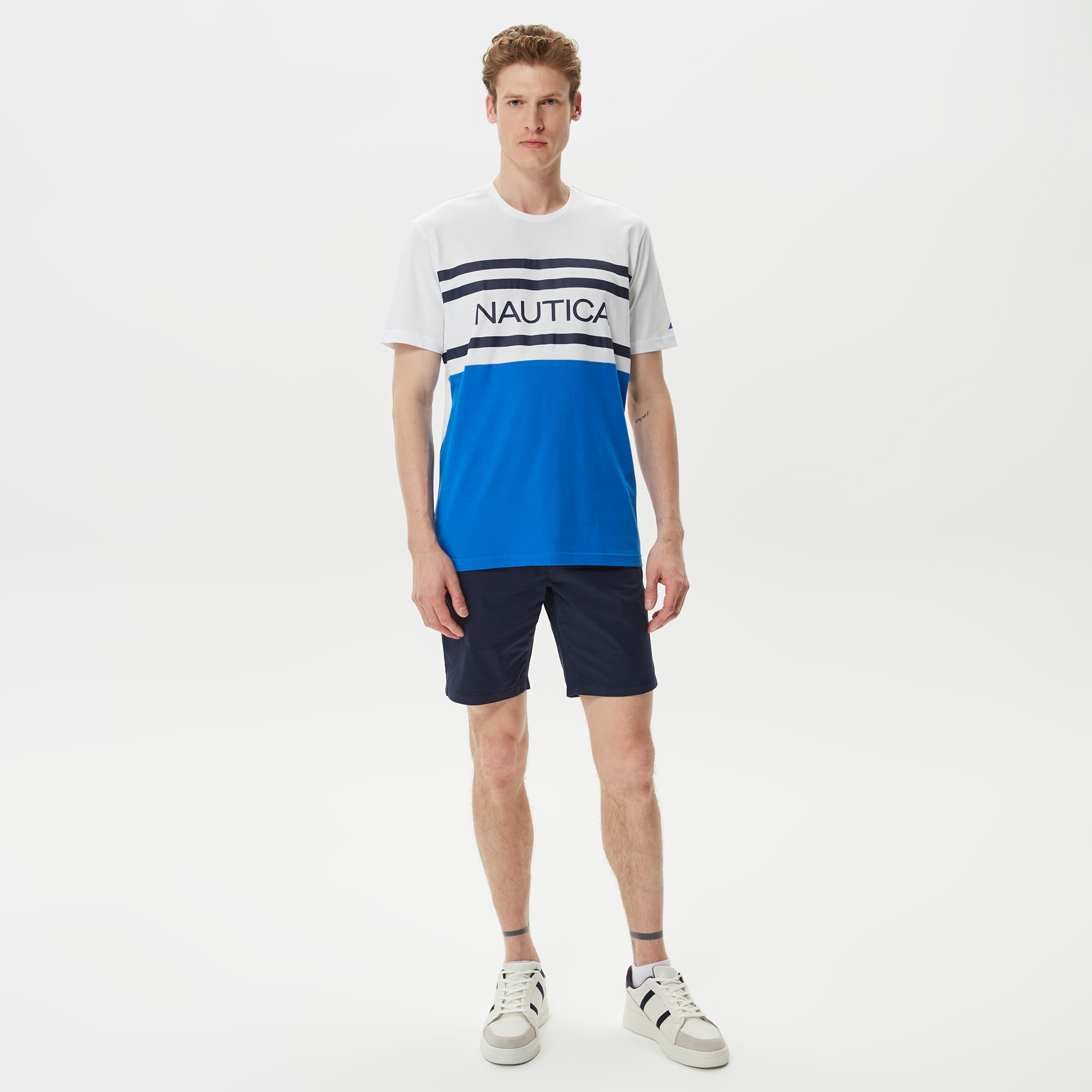 Nautica Erkek Beyaz Baskılı Standart Fit T-Shirt