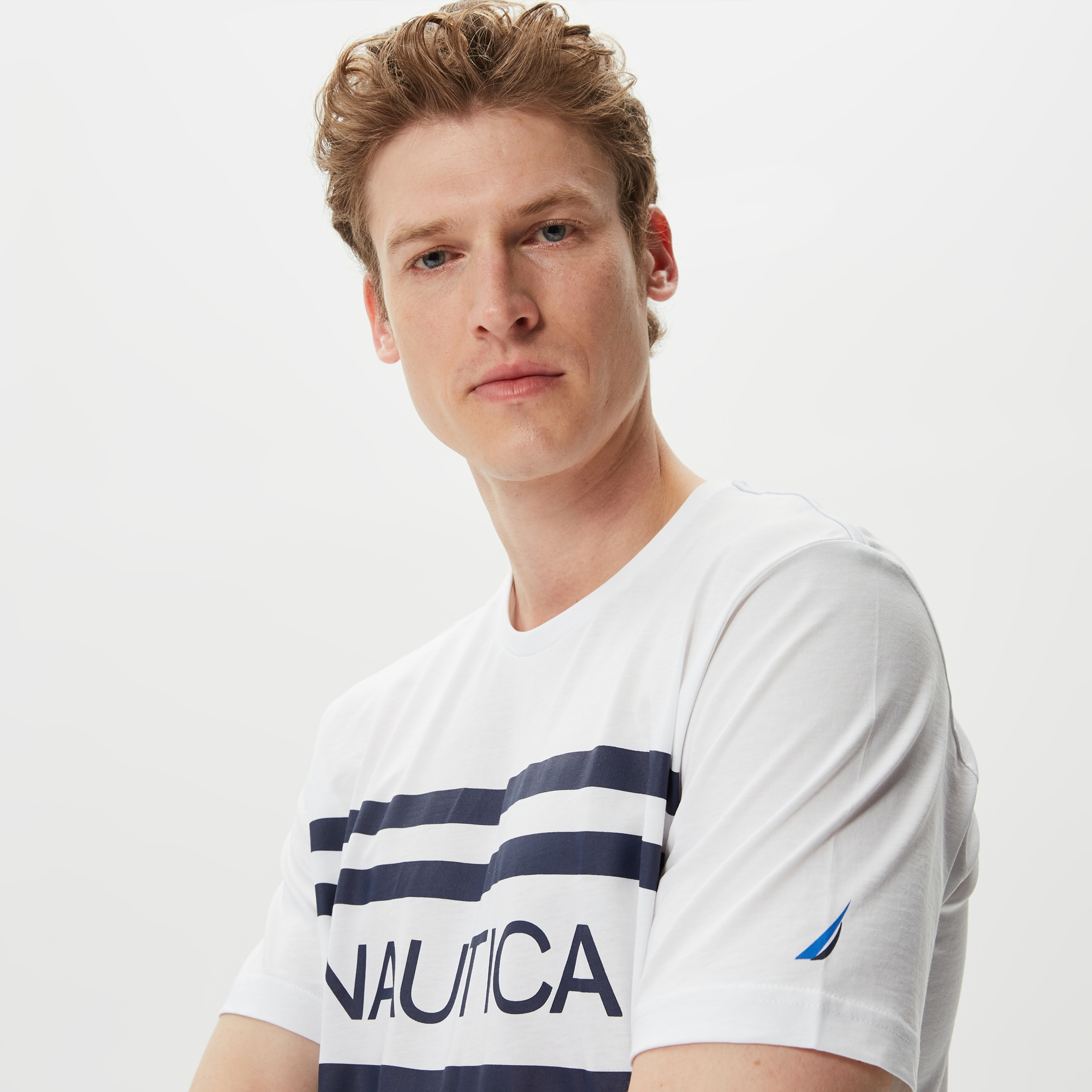 Nautica Erkek Beyaz Baskılı Standart Fit T-Shirt