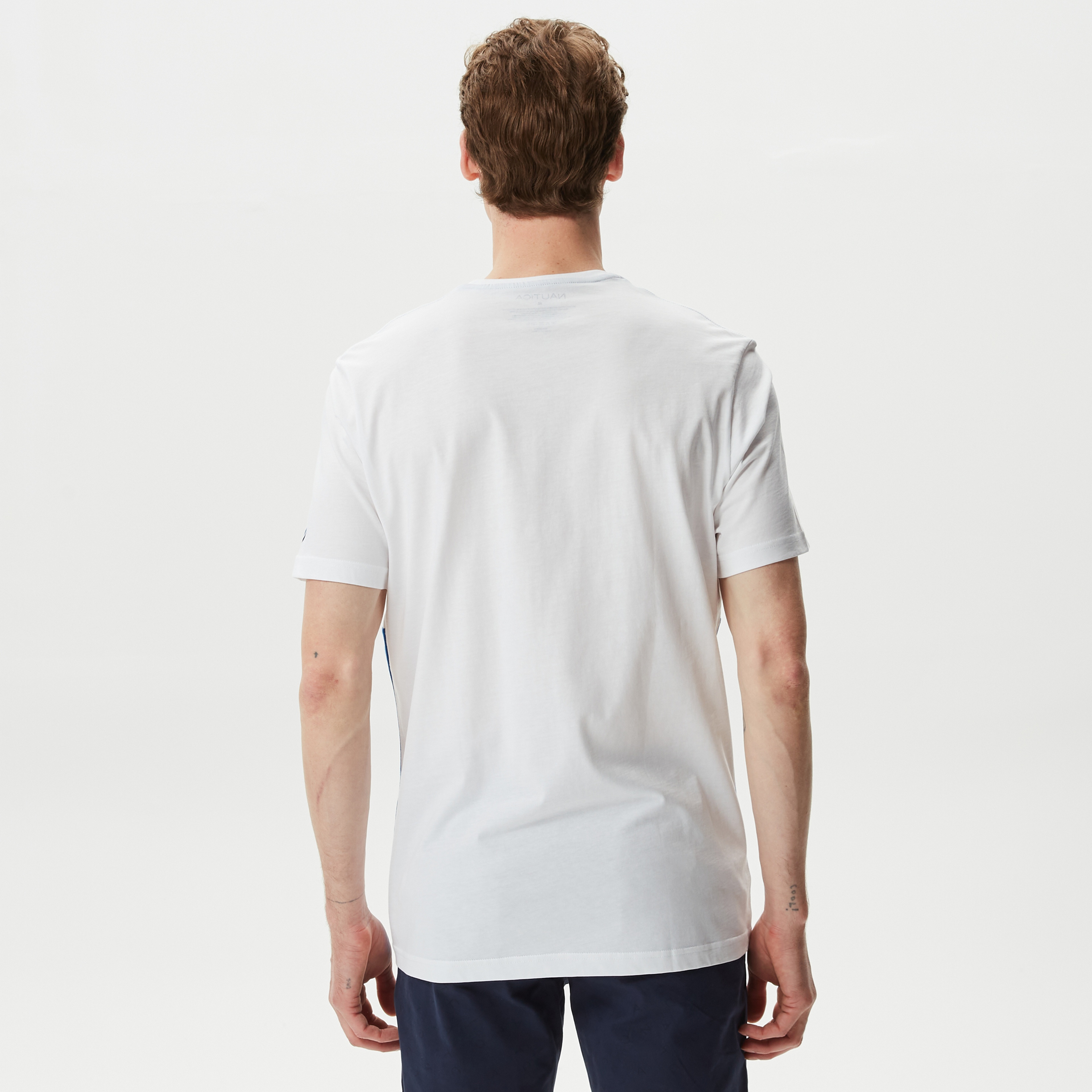 Nautica Erkek Beyaz Baskılı Standart Fit T-Shirt