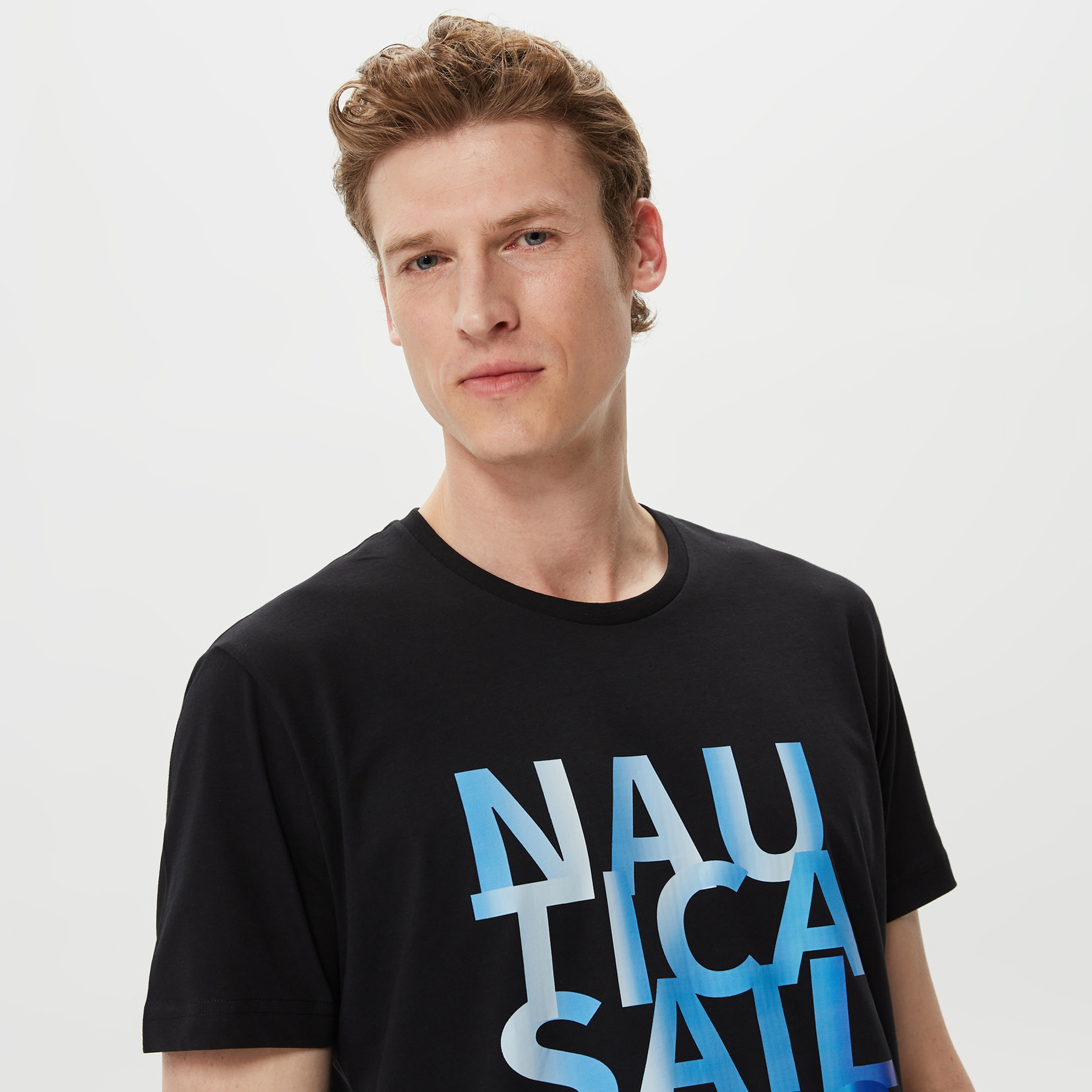 Nautica Erkek Siyah Baskılı Standart Fit T-Shirt