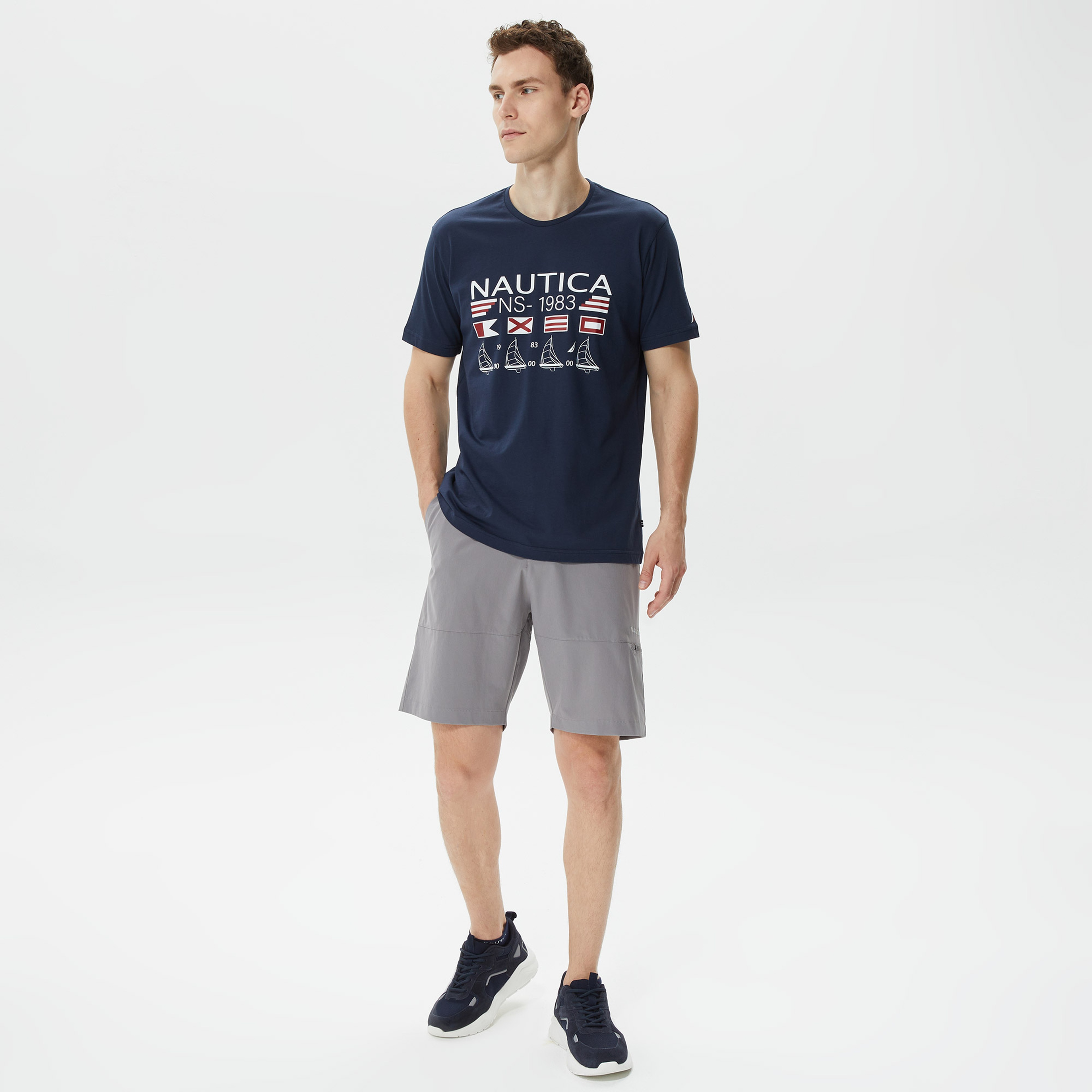 Nautica Erkek Lacivert Baskılı Standart Fit T-Shirt