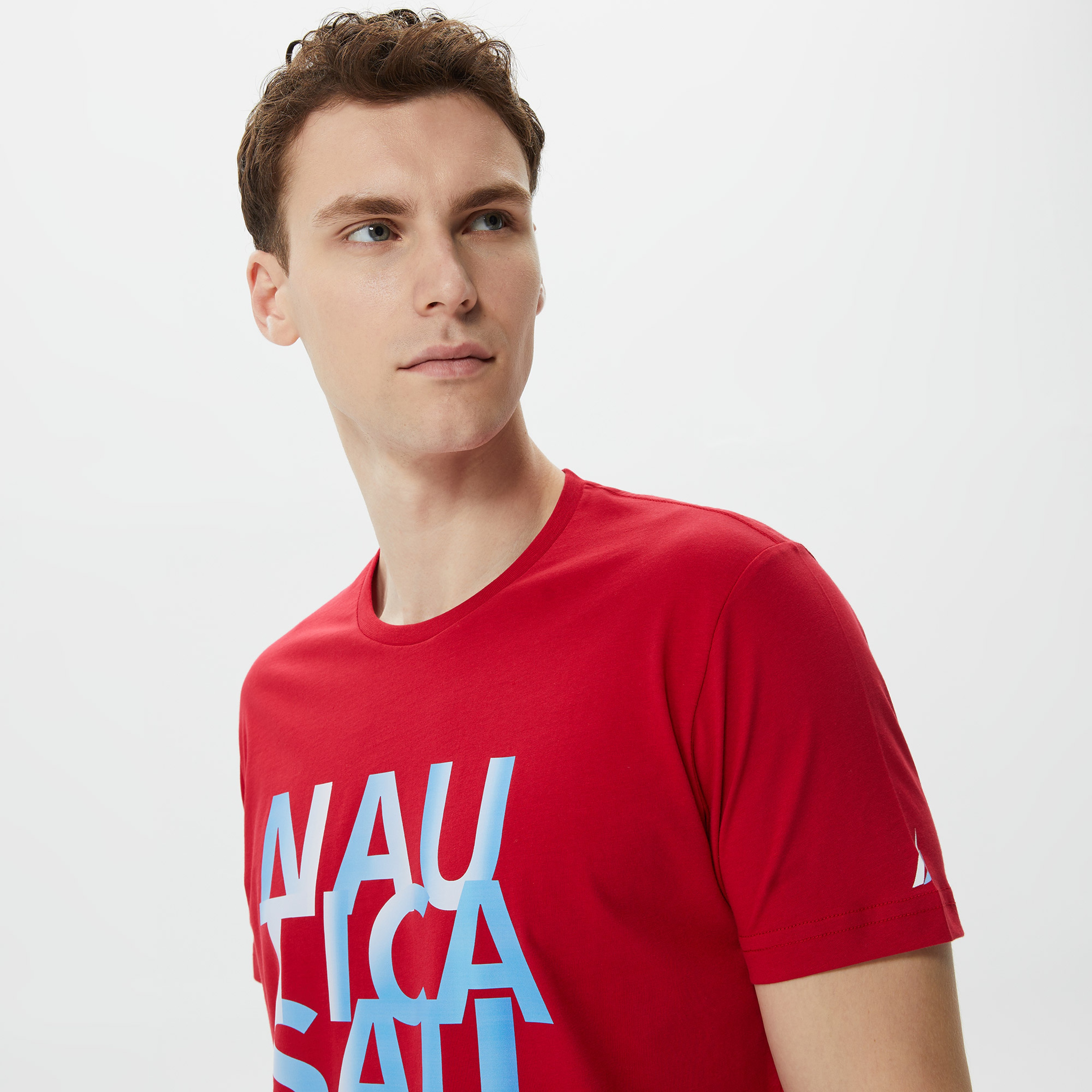 Nautica Erkek Kırmızı Baskılı Standart Fit T-Shirt