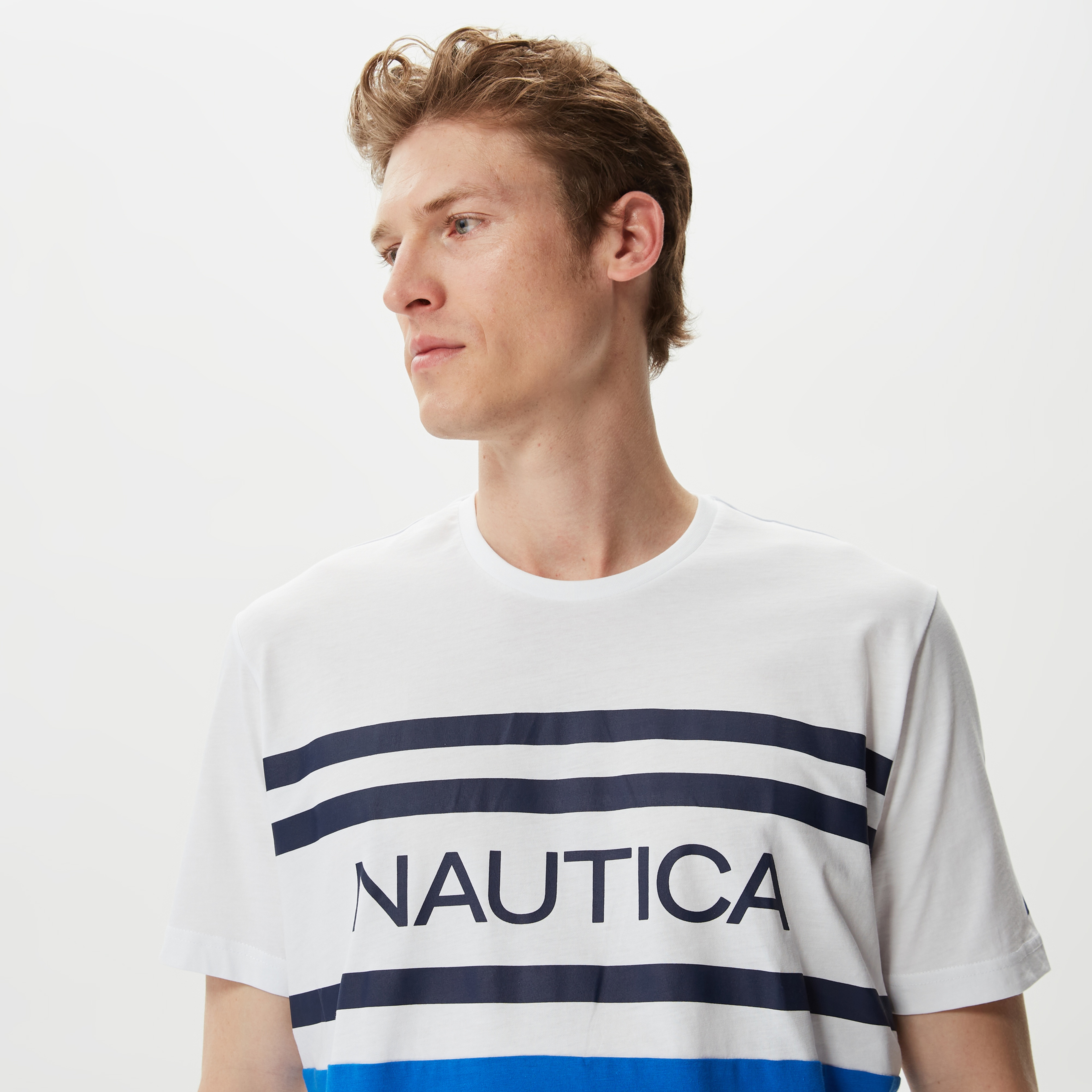Nautica Erkek Beyaz Baskılı Standart Fit T-Shirt