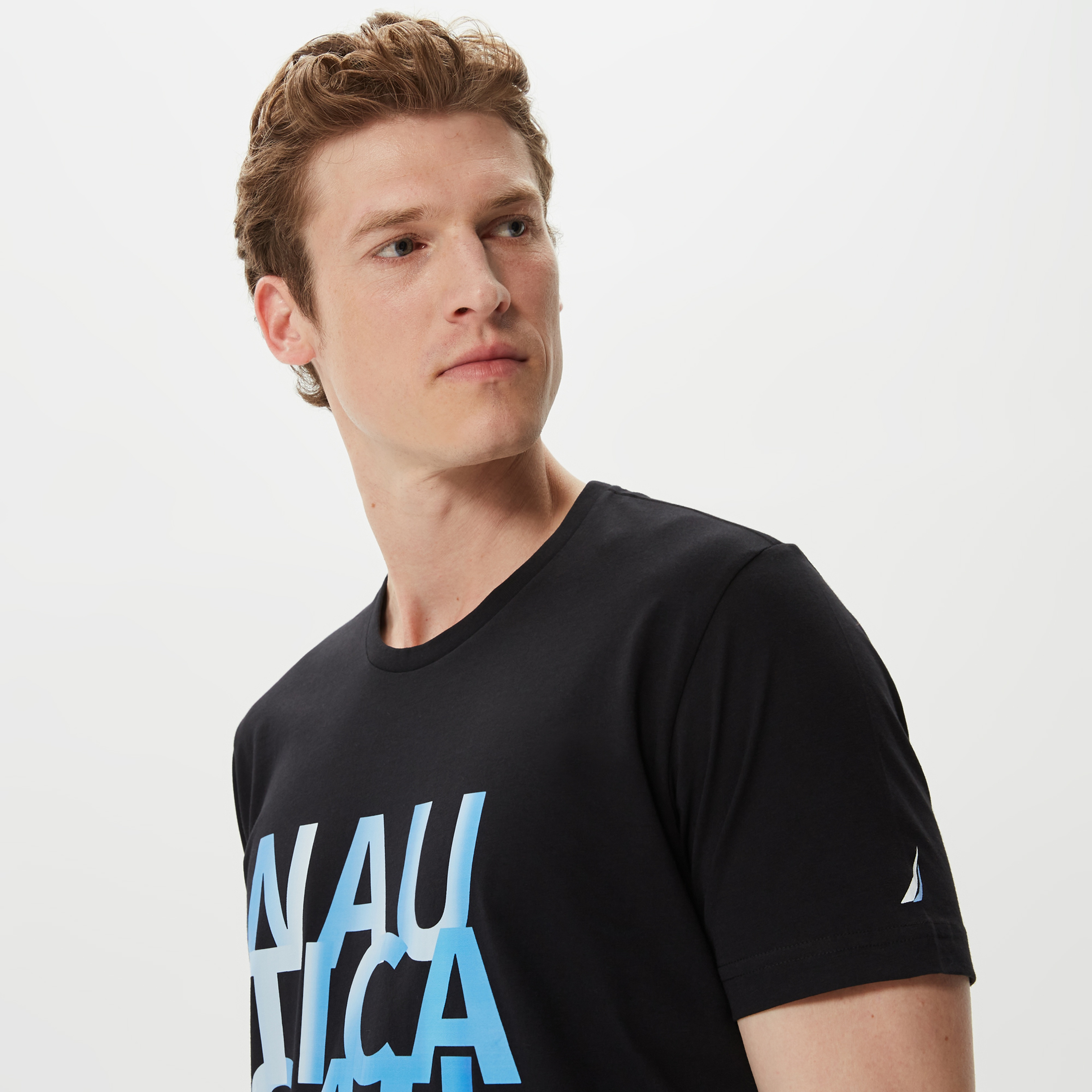 Nautica Erkek Siyah Baskılı Standart Fit T-Shirt