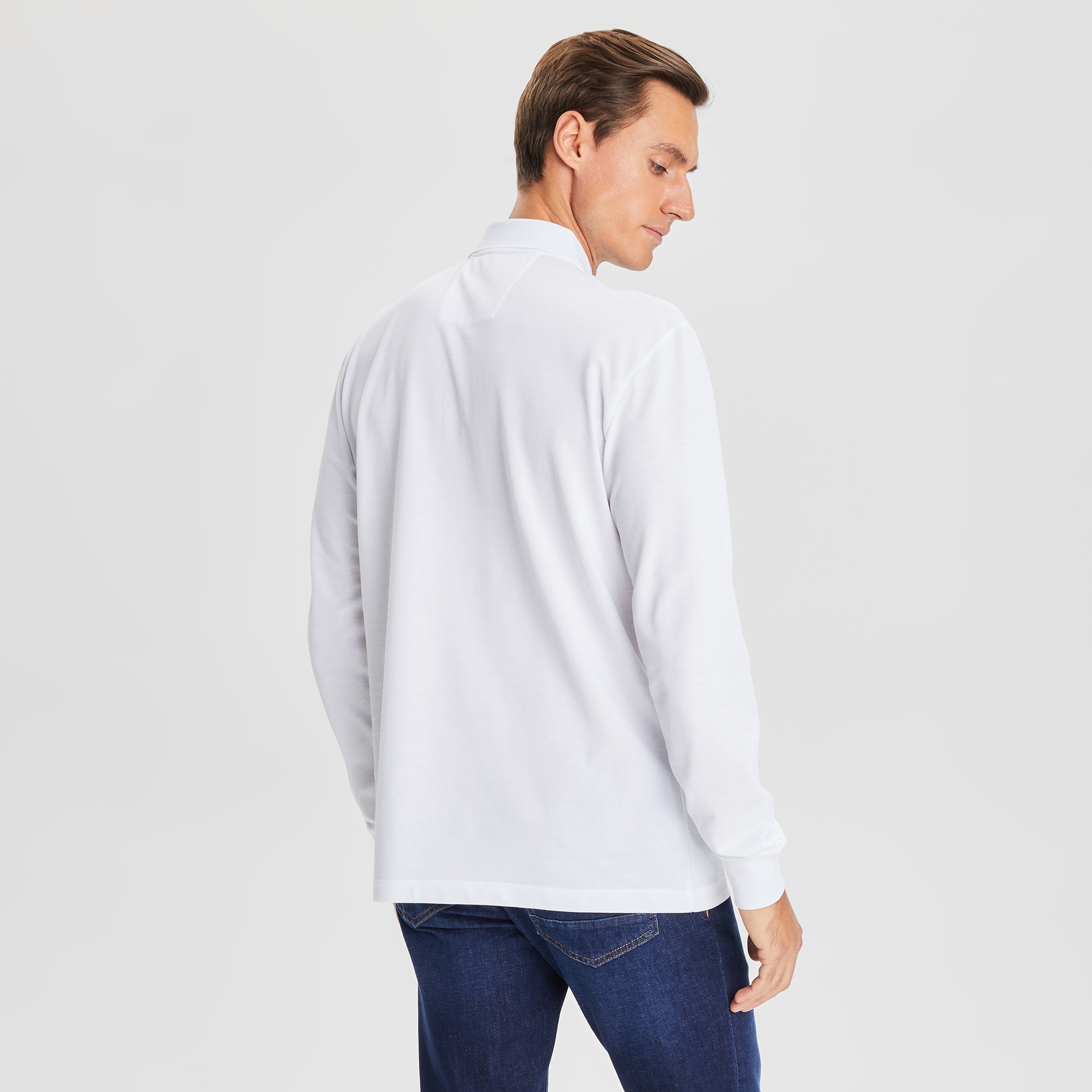 Nautica Erkek Beyaz Classic Fit Uzun Kollu Polo