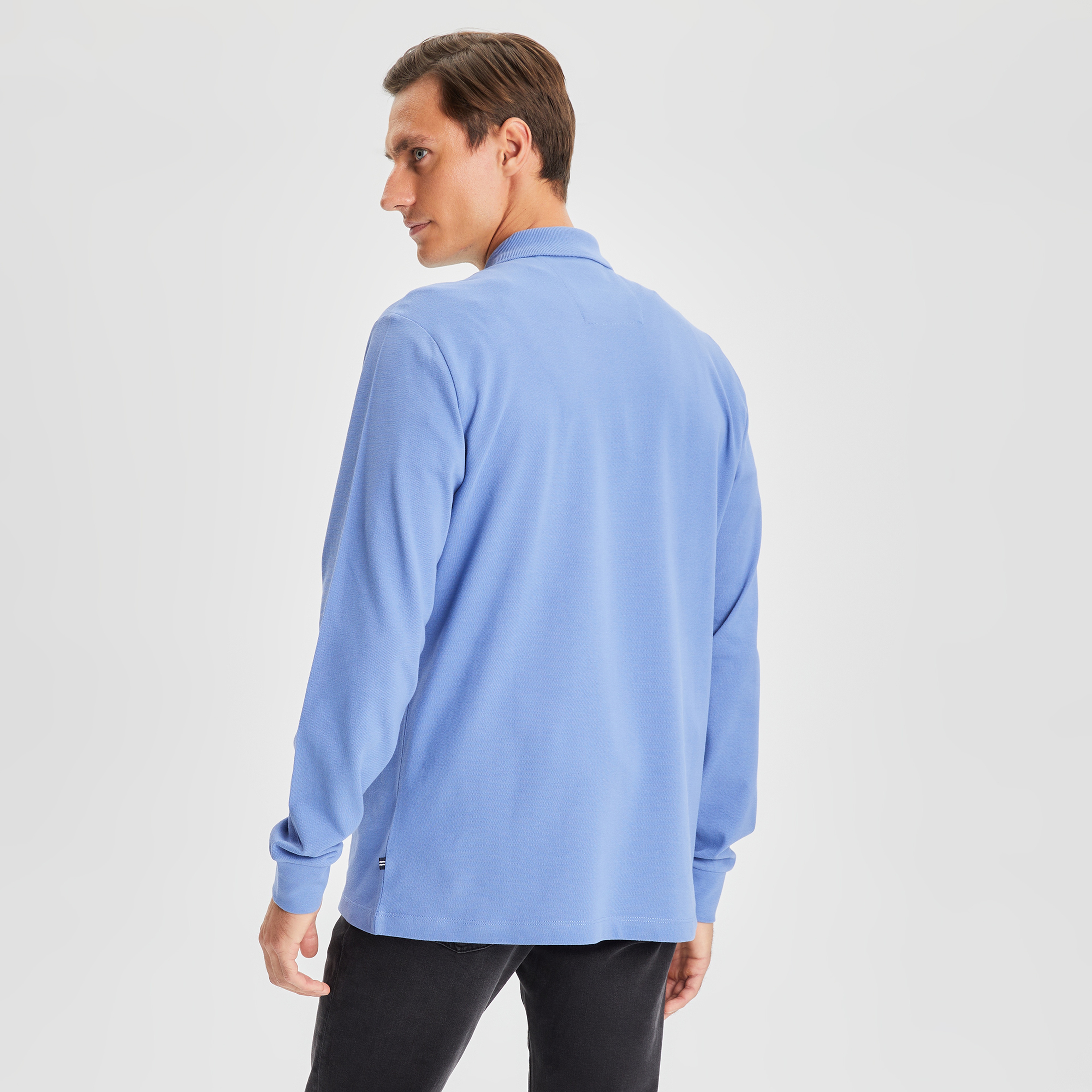 Nautica Erkek Mavi Classic Fit Uzun Kollu Polo
