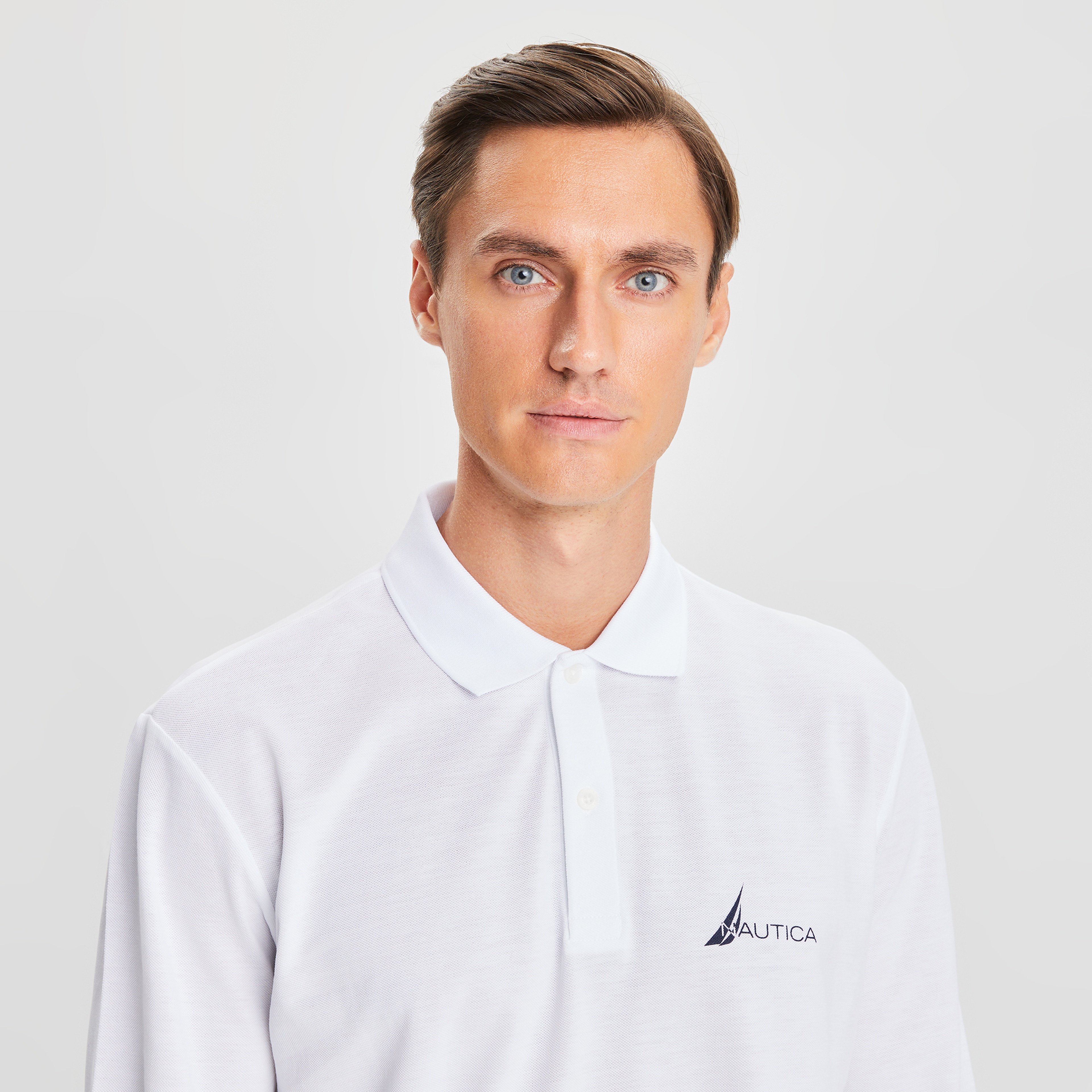 Nautica Erkek Beyaz Classic Fit Uzun Kollu Polo