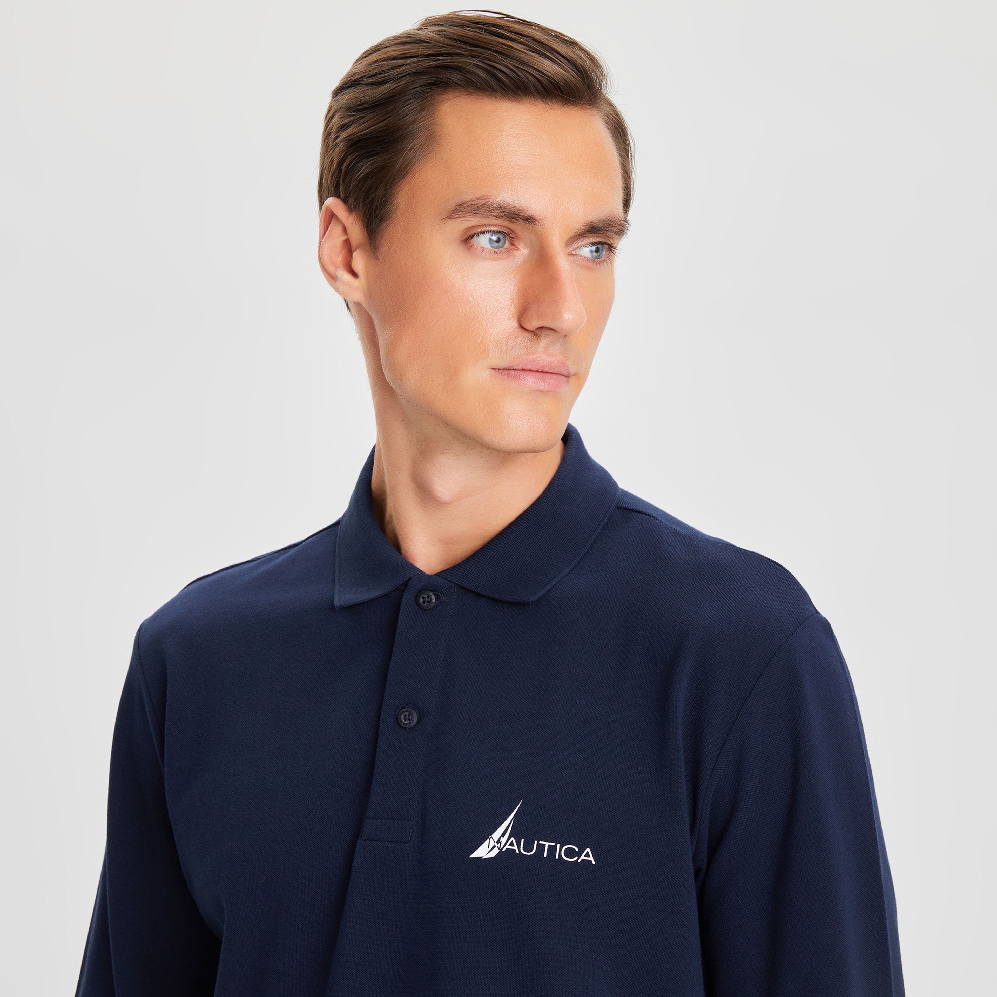 Nautica Erkek Lacivert Classic Fit Uzun Kollu Polo