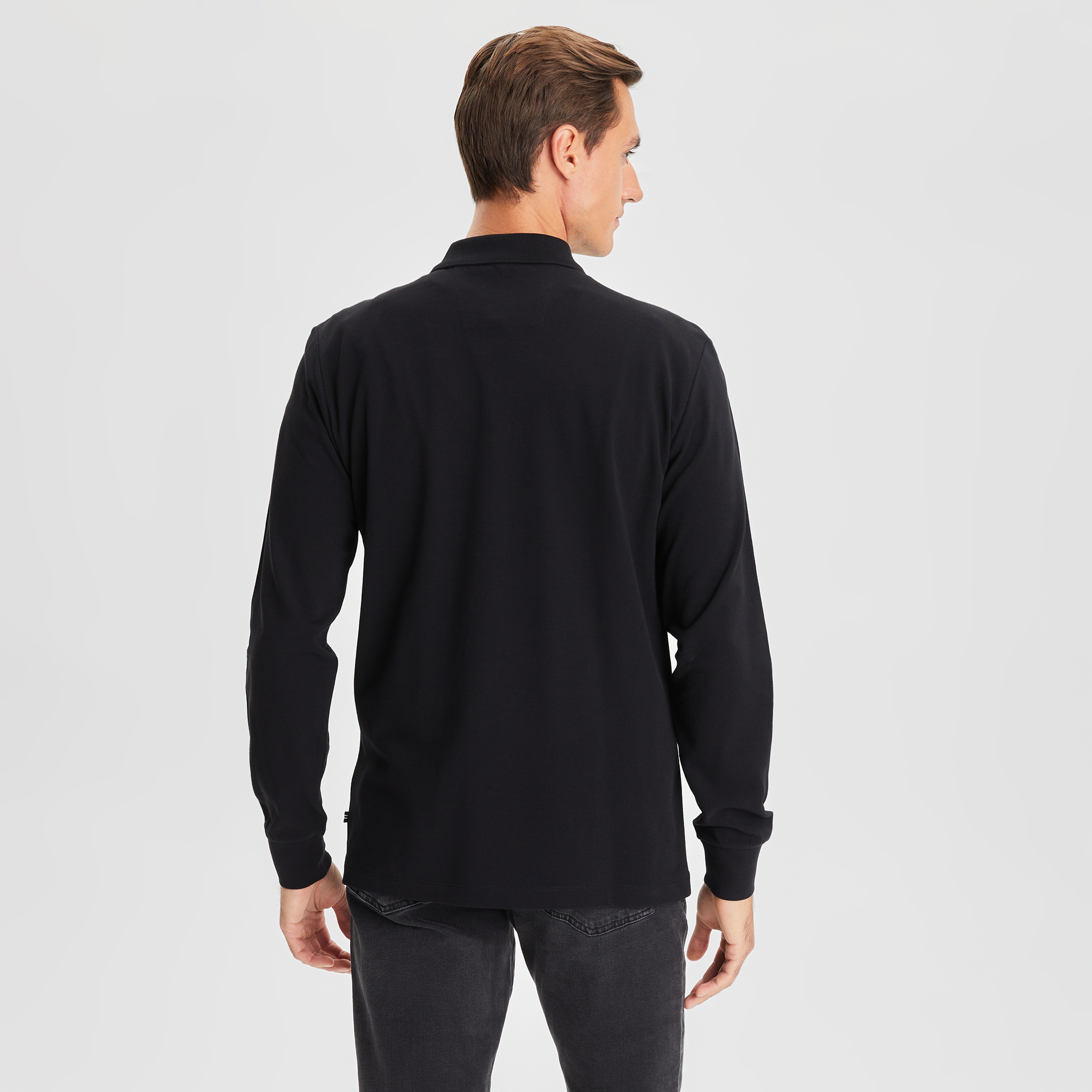 Nautica Erkek Siyah Classic Fit Uzun Kollu Polo